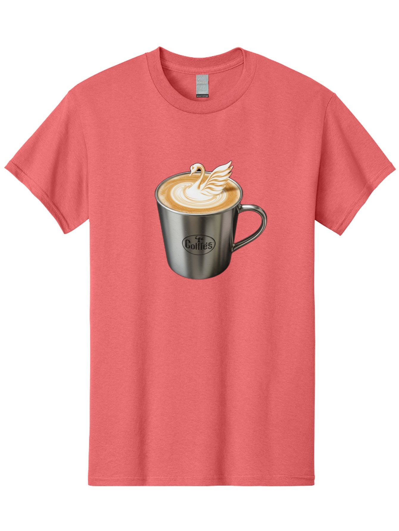Coffies Men'S Graphic Tee, 100% Cotton, Comfortable Casual Summer Wear, Machine Washable, Coffee, Latte Art, Swan Design, Foamy Texture, Cappuccino, Beverage, Coffee Mug, Stainless Steel Mug, Coffies Branding, Coffee Culture Baa382 11