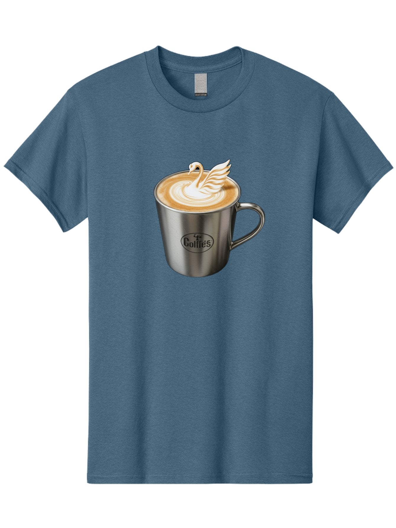 Coffies Men'S Graphic Tee, 100% Cotton, Comfortable Casual Summer Wear, Machine Washable, Coffee, Latte Art, Swan Design, Foamy Texture, Cappuccino, Beverage, Coffee Mug, Stainless Steel Mug, Coffies Branding, Coffee Culture Baa382 3