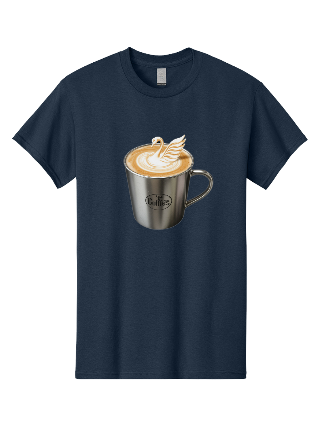 Coffies Men'S Graphic Tee, 100% Cotton, Comfortable Casual Summer Wear, Machine Washable, Coffee, Latte Art, Swan Design, Foamy Texture, Cappuccino, Beverage, Coffee Mug, Stainless Steel Mug, Coffies Branding, Coffee Culture Baa382 19