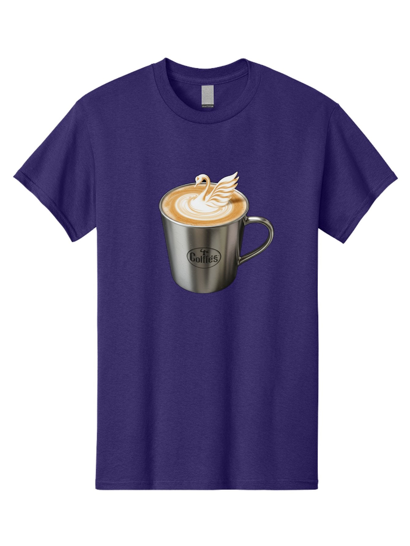 Coffies Men'S Graphic Tee, 100% Cotton, Comfortable Casual Summer Wear, Machine Washable, Coffee, Latte Art, Swan Design, Foamy Texture, Cappuccino, Beverage, Coffee Mug, Stainless Steel Mug, Coffies Branding, Coffee Culture Baa382 9