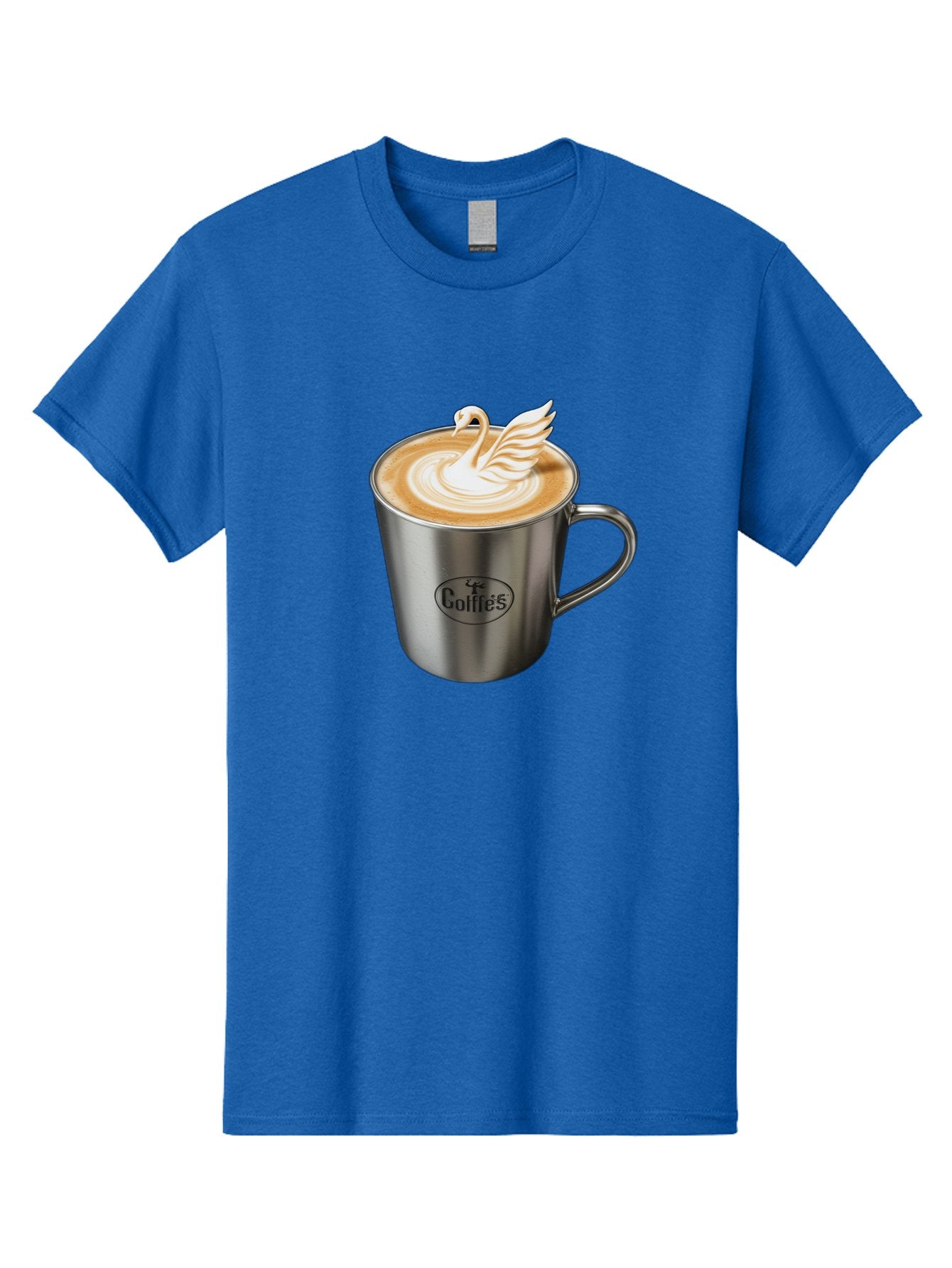 Coffies Men'S Graphic Tee, 100% Cotton, Comfortable Casual Summer Wear, Machine Washable, Coffee, Latte Art, Swan Design, Foamy Texture, Cappuccino, Beverage, Coffee Mug, Stainless Steel Mug, Coffies Branding, Coffee Culture Baa382 12