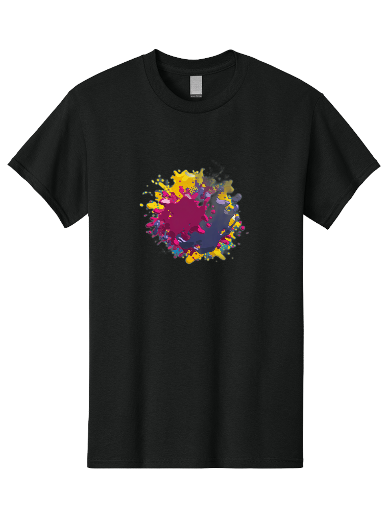 Color-Splash Men'S Graphic Tee, 100% Cotton, Comfortable Casual Summer Wear, Machine Washable, Colorful Paint Splatter, Vibrant Colors, Abstract Art, Dynamic Shapes, Creative Design, Artistic Expression, Splattered Paint, Mixed Media Art Baa384 11