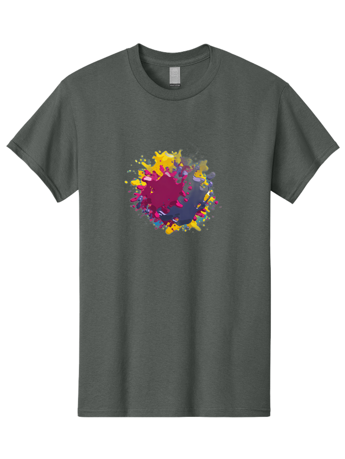 Color-Splash Men'S Graphic Tee, 100% Cotton, Comfortable Casual Summer Wear, Machine Washable, Colorful Paint Splatter, Vibrant Colors, Abstract Art, Dynamic Shapes, Creative Design, Artistic Expression, Splattered Paint, Mixed Media Art Baa384 19