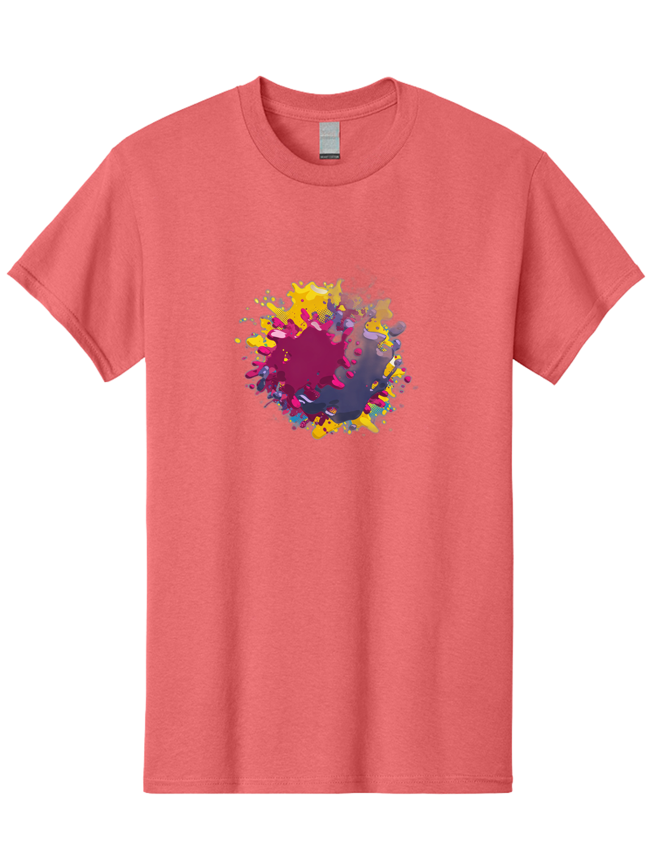 Color-Splash Men'S Graphic Tee, 100% Cotton, Comfortable Casual Summer Wear, Machine Washable, Colorful Paint Splatter, Vibrant Colors, Abstract Art, Dynamic Shapes, Creative Design, Artistic Expression, Splattered Paint, Mixed Media Art Baa384 29