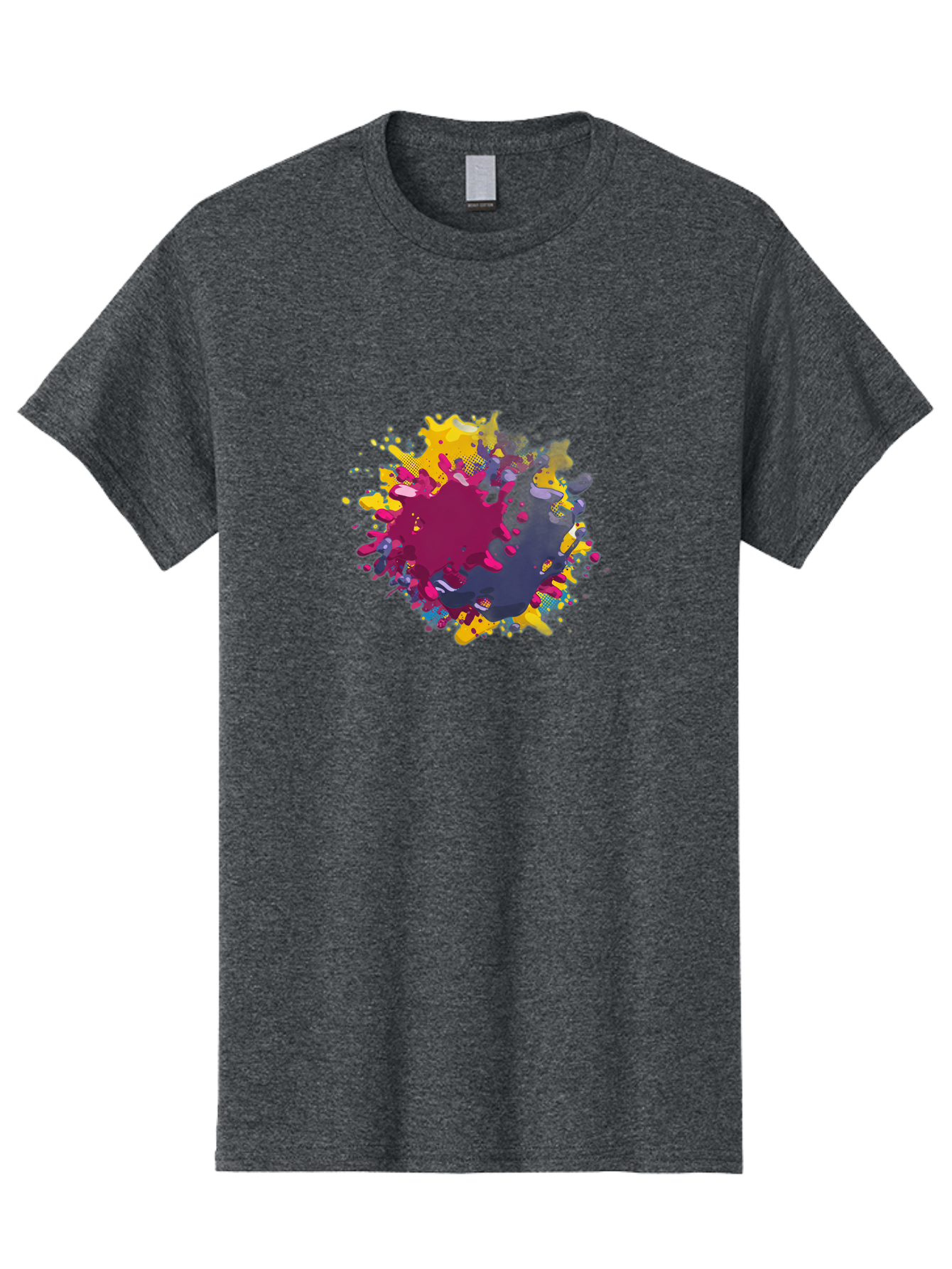 Color-Splash Men'S Graphic Tee, 100% Cotton, Comfortable Casual Summer Wear, Machine Washable, Colorful Paint Splatter, Vibrant Colors, Abstract Art, Dynamic Shapes, Creative Design, Artistic Expression, Splattered Paint, Mixed Media Art Baa384 21