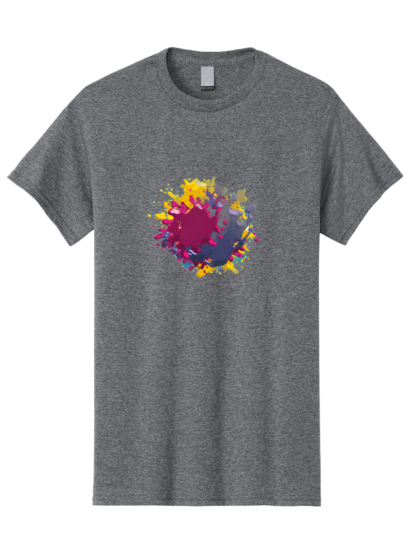 Color-Splash Men'S Graphic Tee, 100% Cotton, Comfortable Casual Summer Wear, Machine Washable, Colorful Paint Splatter, Vibrant Colors, Abstract Art, Dynamic Shapes, Creative Design, Artistic Expression, Splattered Paint, Mixed Media Art Baa384 5