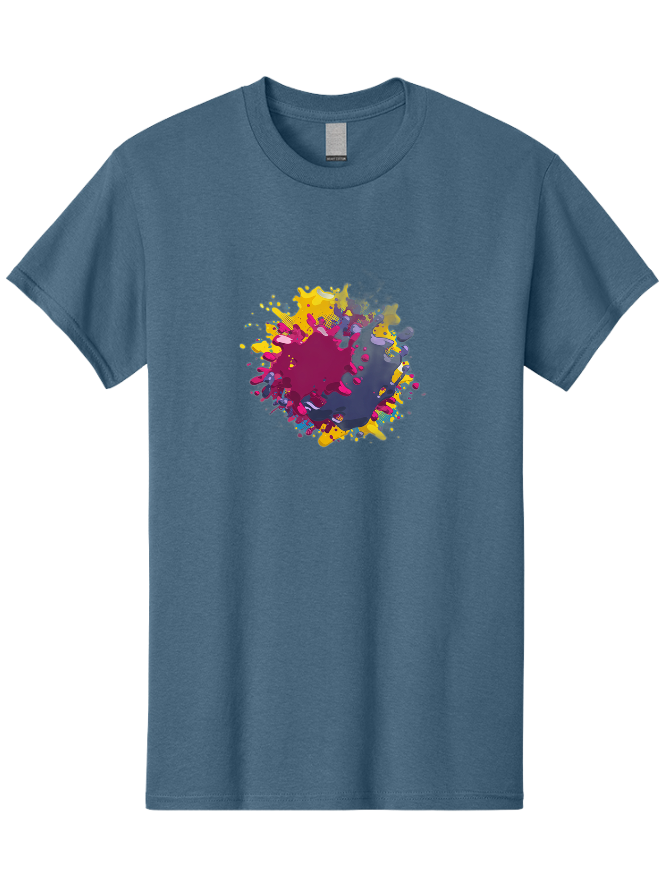 Color-Splash Men'S Graphic Tee, 100% Cotton, Comfortable Casual Summer Wear, Machine Washable, Colorful Paint Splatter, Vibrant Colors, Abstract Art, Dynamic Shapes, Creative Design, Artistic Expression, Splattered Paint, Mixed Media Art Baa384 7