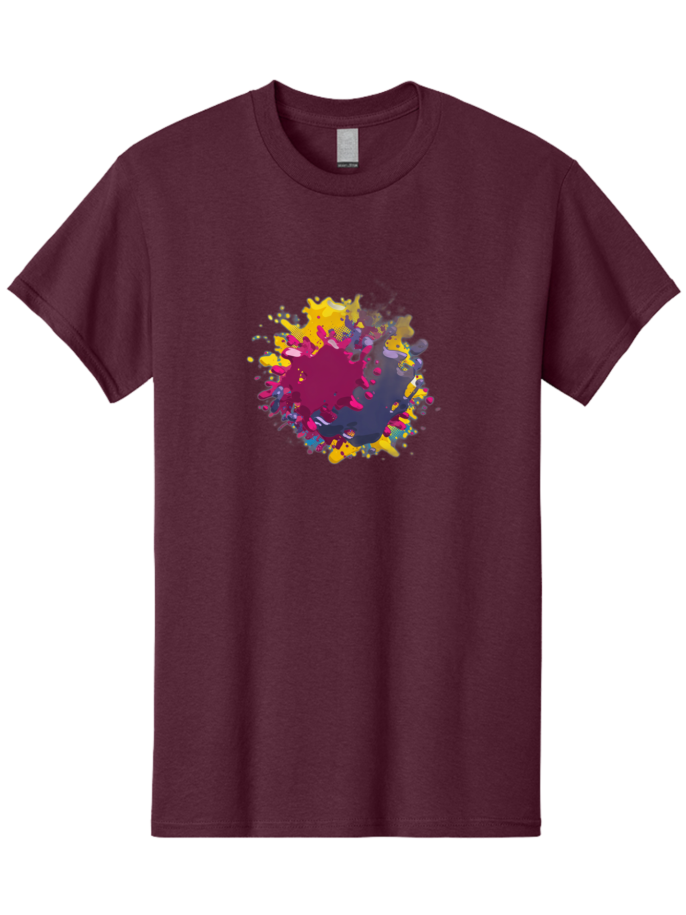 Color-Splash Men'S Graphic Tee, 100% Cotton, Comfortable Casual Summer Wear, Machine Washable, Colorful Paint Splatter, Vibrant Colors, Abstract Art, Dynamic Shapes, Creative Design, Artistic Expression, Splattered Paint, Mixed Media Art Baa384 25
