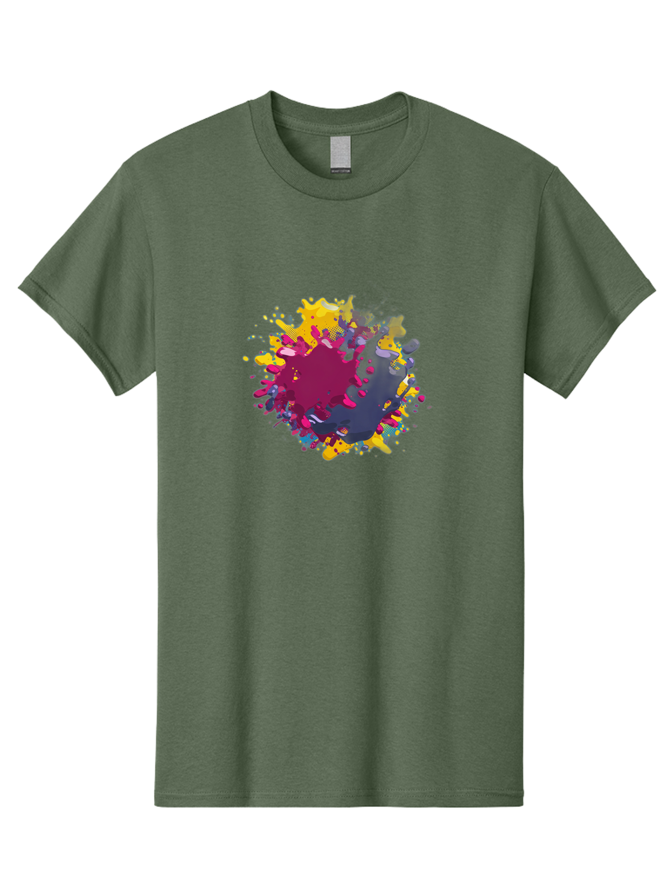 Color-Splash Men'S Graphic Tee, 100% Cotton, Comfortable Casual Summer Wear, Machine Washable, Colorful Paint Splatter, Vibrant Colors, Abstract Art, Dynamic Shapes, Creative Design, Artistic Expression, Splattered Paint, Mixed Media Art Baa384 13
