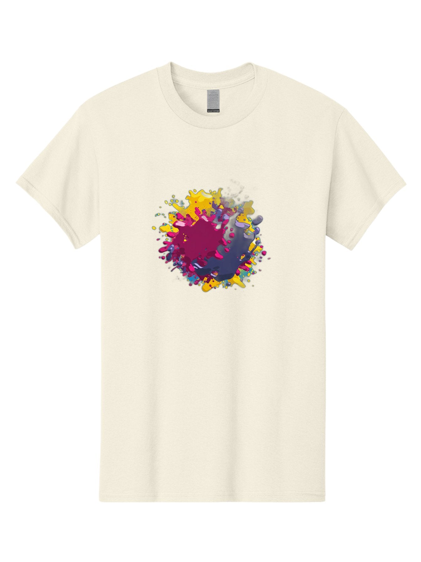 Color-Splash Men'S Graphic Tee, 100% Cotton, Comfortable Casual Summer Wear, Machine Washable, Colorful Paint Splatter, Vibrant Colors, Abstract Art, Dynamic Shapes, Creative Design, Artistic Expression, Splattered Paint, Mixed Media Art Baa384 9