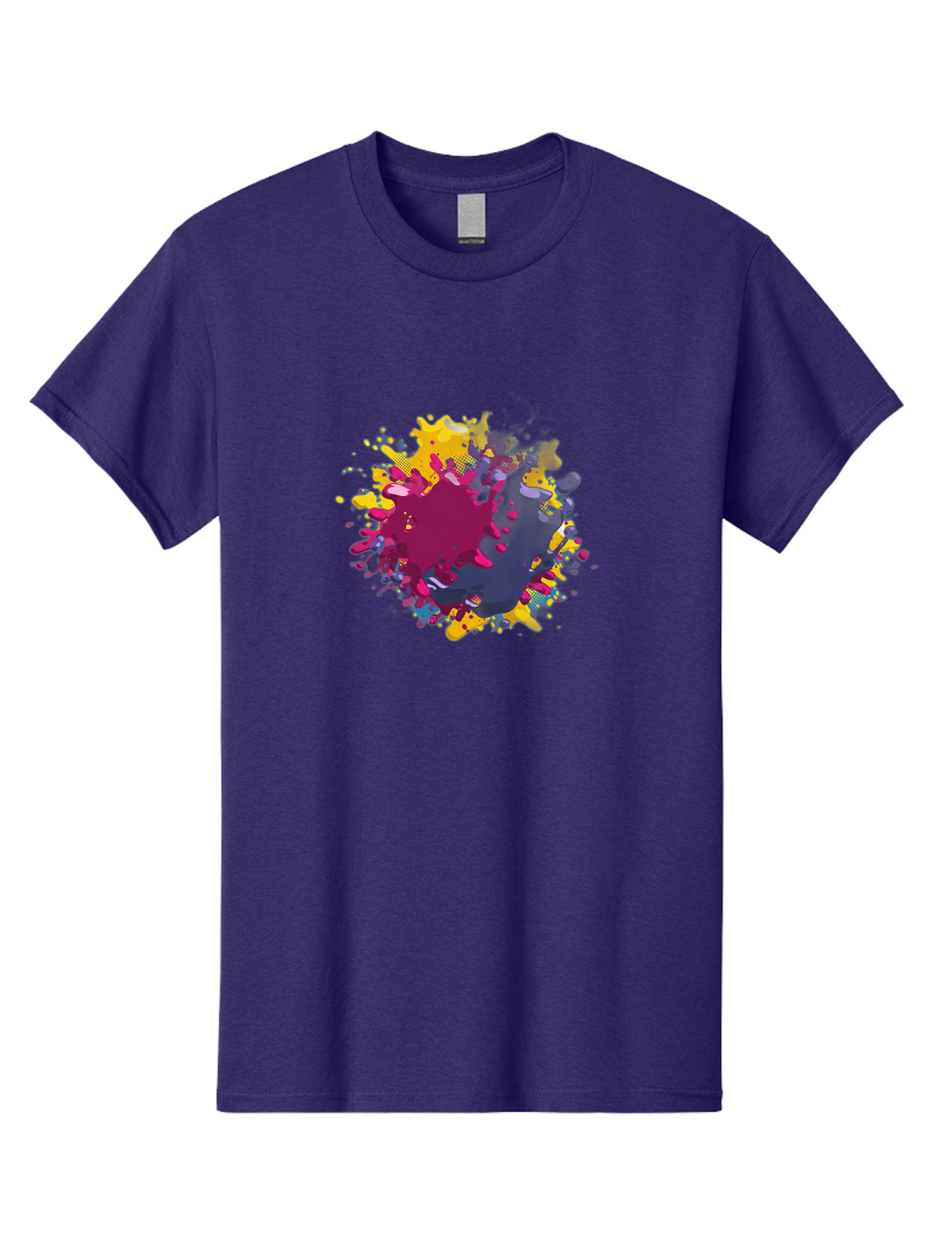 Color-Splash Men'S Graphic Tee, 100% Cotton, Comfortable Casual Summer Wear, Machine Washable, Colorful Paint Splatter, Vibrant Colors, Abstract Art, Dynamic Shapes, Creative Design, Artistic Expression, Splattered Paint, Mixed Media Art Baa384 15
