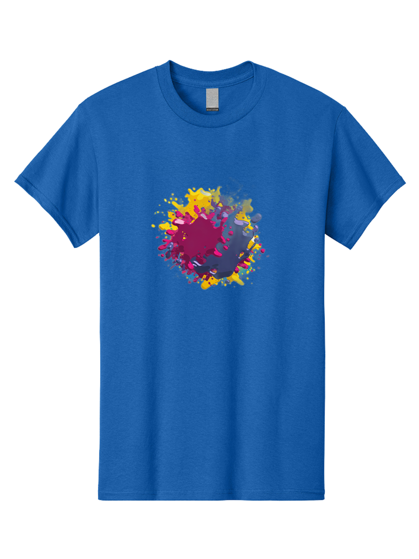 Color-Splash Men'S Graphic Tee, 100% Cotton, Comfortable Casual Summer Wear, Machine Washable, Colorful Paint Splatter, Vibrant Colors, Abstract Art, Dynamic Shapes, Creative Design, Artistic Expression, Splattered Paint, Mixed Media Art Baa384 27