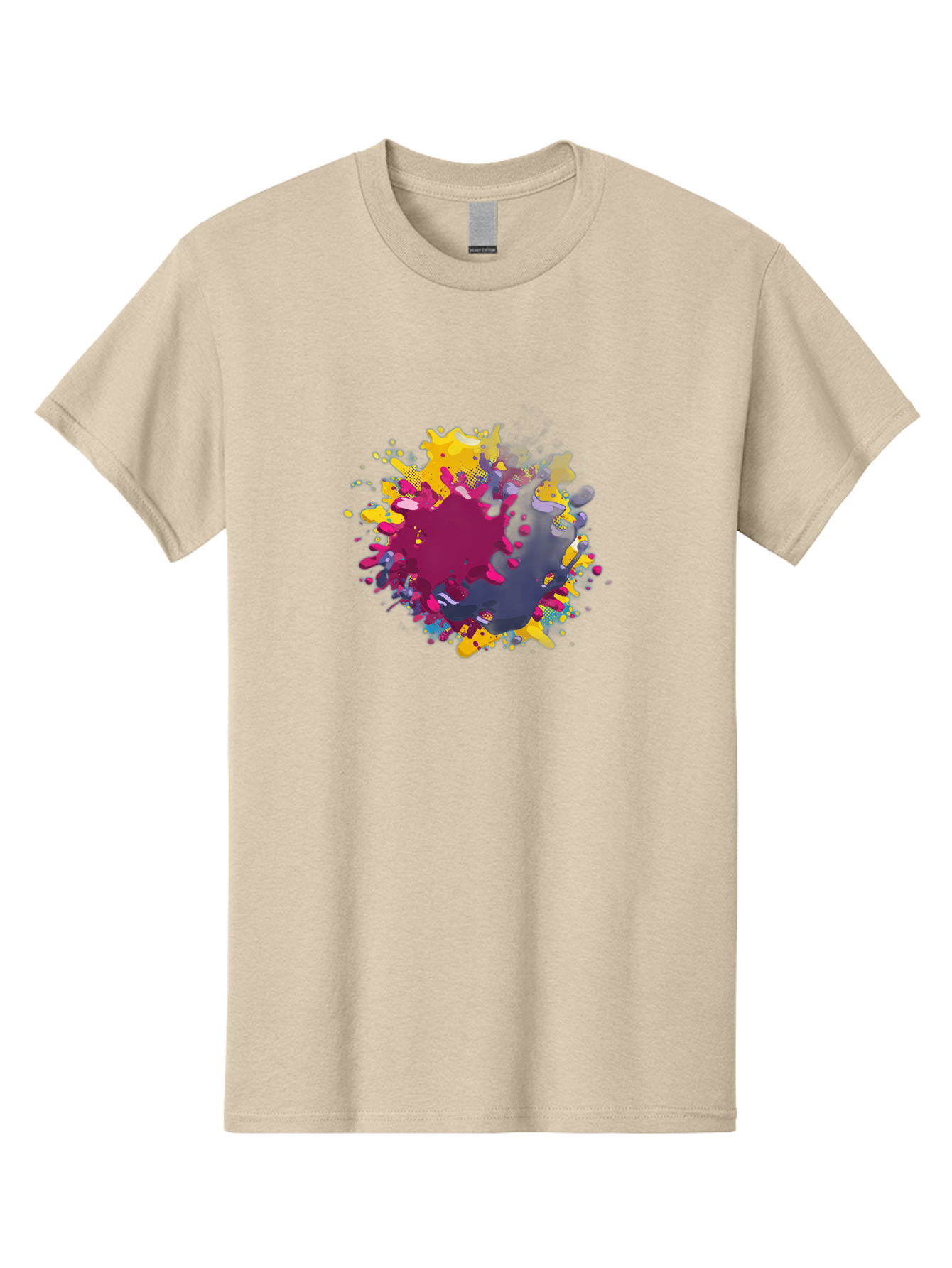 Color-Splash Men'S Graphic Tee, 100% Cotton, Comfortable Casual Summer Wear, Machine Washable, Colorful Paint Splatter, Vibrant Colors, Abstract Art, Dynamic Shapes, Creative Design, Artistic Expression, Splattered Paint, Mixed Media Art Baa384 23