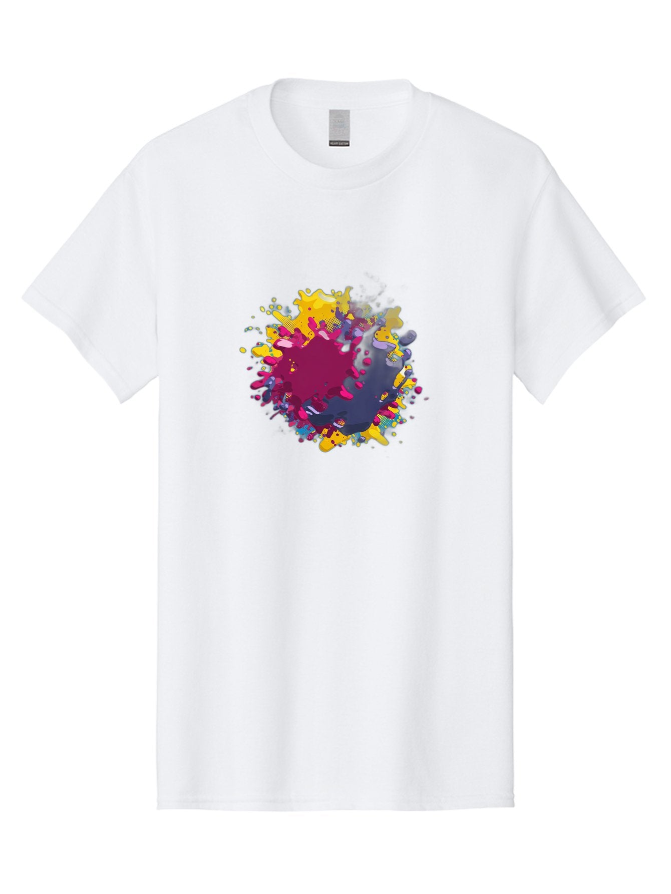 Color-Splash Men'S Graphic Tee, 100% Cotton, Comfortable Casual Summer Wear, Machine Washable, Colorful Paint Splatter, Vibrant Colors, Abstract Art, Dynamic Shapes, Creative Design, Artistic Expression, Splattered Paint, Mixed Media Art Baa384 14