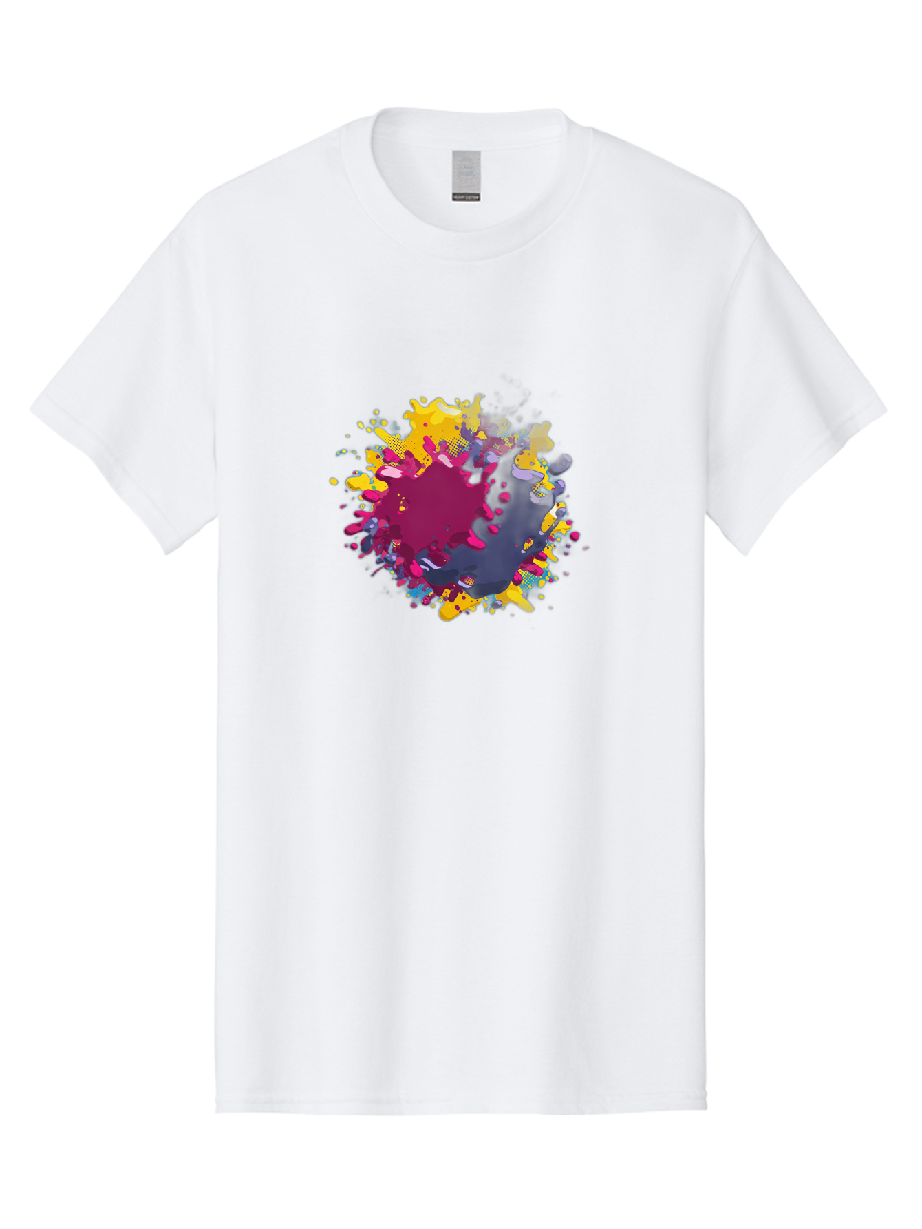 Color-Splash Men'S Graphic Tee, 100% Cotton, Comfortable Casual Summer Wear, Machine Washable, Colorful Paint Splatter, Vibrant Colors, Abstract Art, Dynamic Shapes, Creative Design, Artistic Expression, Splattered Paint, Mixed Media Art Baa384 3