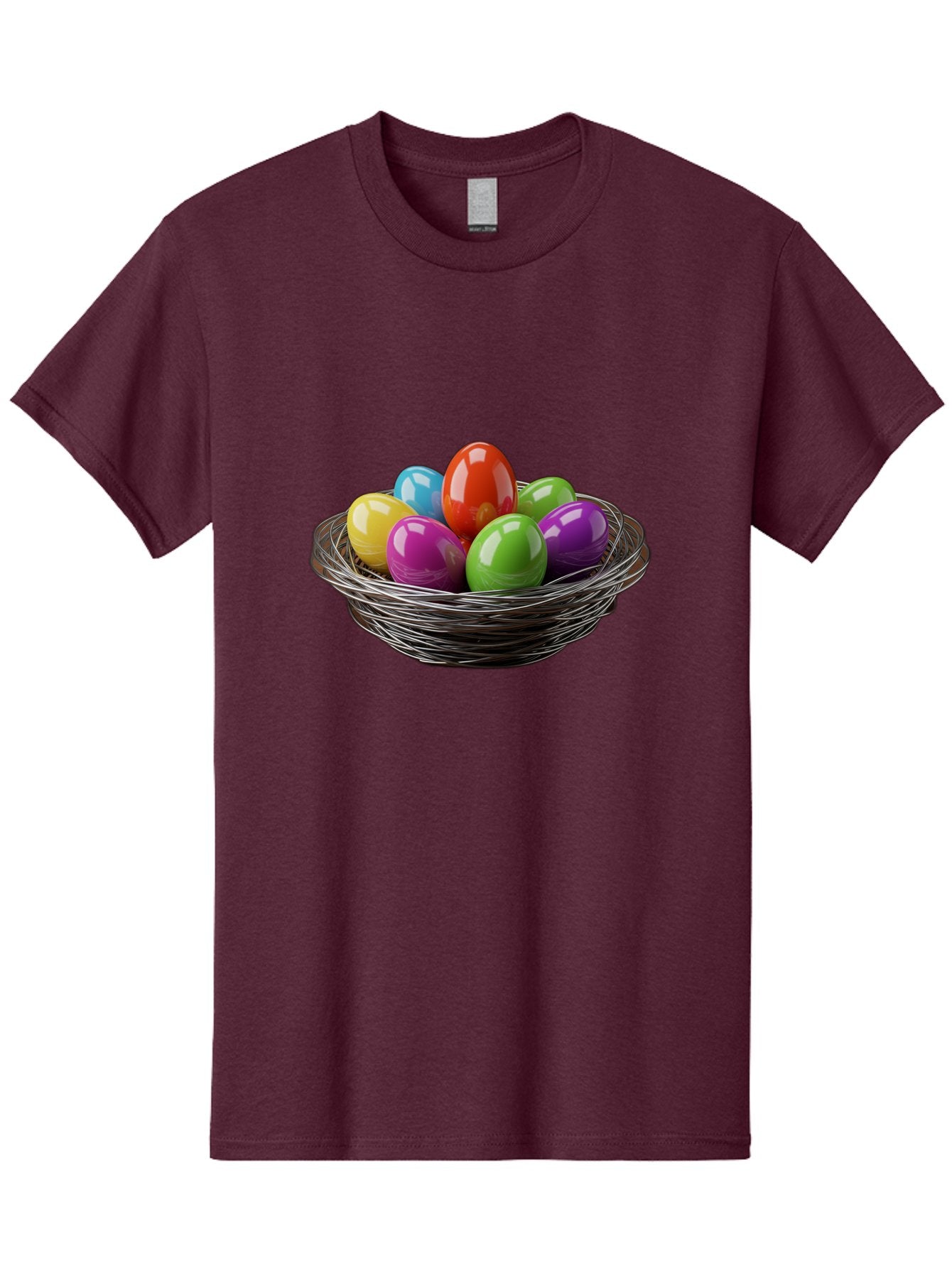 Colorful-Easter-Eggs Men'S Graphic Tee, 100% Cotton, Comfortable Casual Summer Wear, Machine Washable, Colorful Easter Eggs, Easter Egg Hunt, Vibrant Colors, Wire Basket, Holiday Decorations, Festive Treats, Spring Celebration, Shiny Eggs Baa388 6