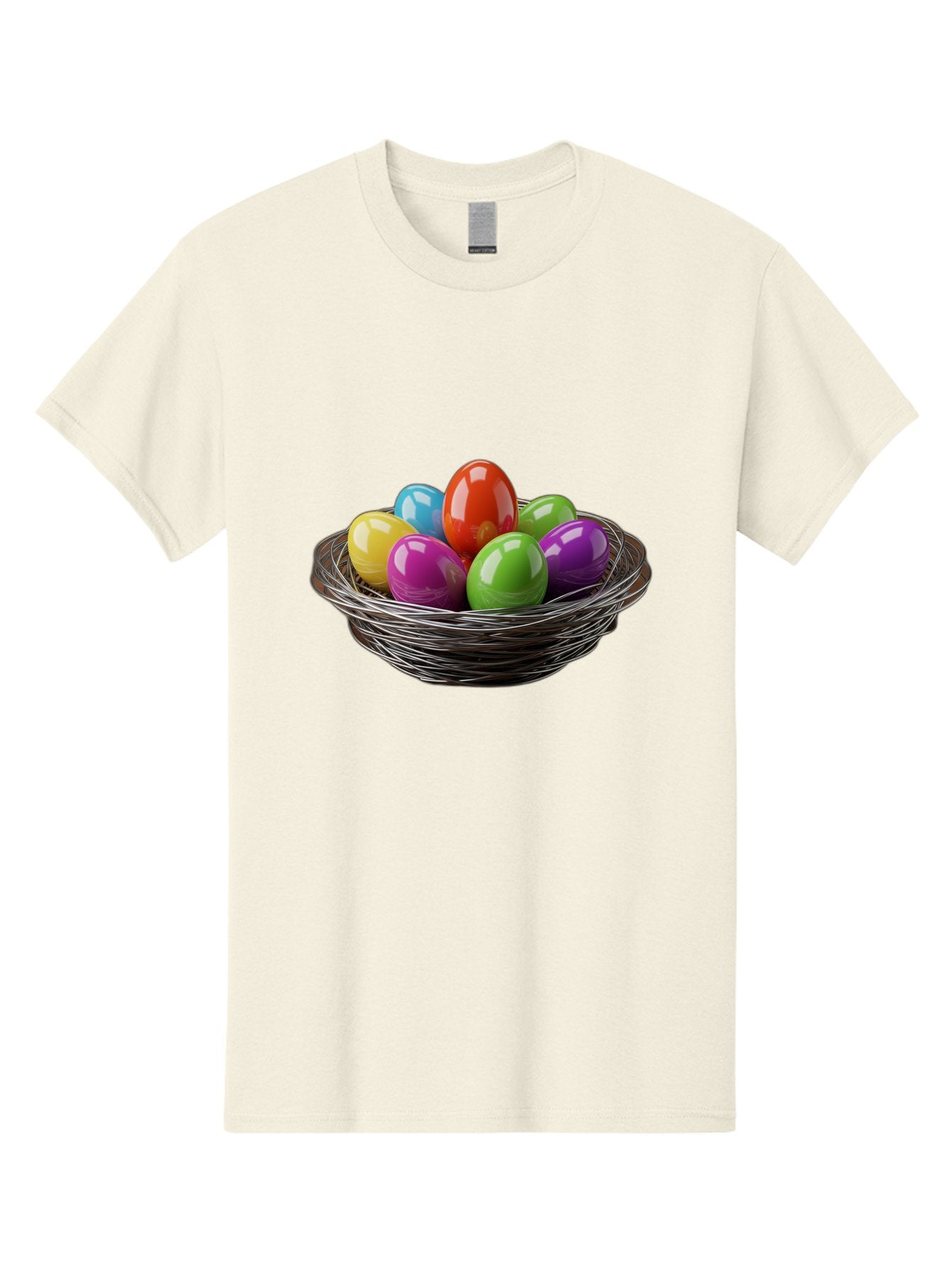 Colorful-Easter-Eggs Men'S Graphic Tee, 100% Cotton, Comfortable Casual Summer Wear, Machine Washable, Colorful Easter Eggs, Easter Egg Hunt, Vibrant Colors, Wire Basket, Holiday Decorations, Festive Treats, Spring Celebration, Shiny Eggs Baa388 11