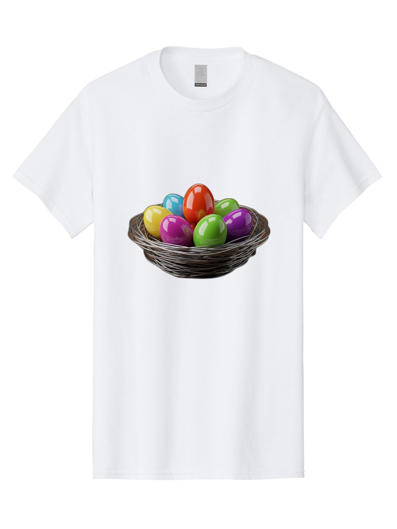 Colorful-Easter-Eggs Men'S Graphic Tee, 100% Cotton, Comfortable Casual Summer Wear, Machine Washable, Colorful Easter Eggs, Easter Egg Hunt, Vibrant Colors, Wire Basket, Holiday Decorations, Festive Treats, Spring Celebration, Shiny Eggs Baa388 14