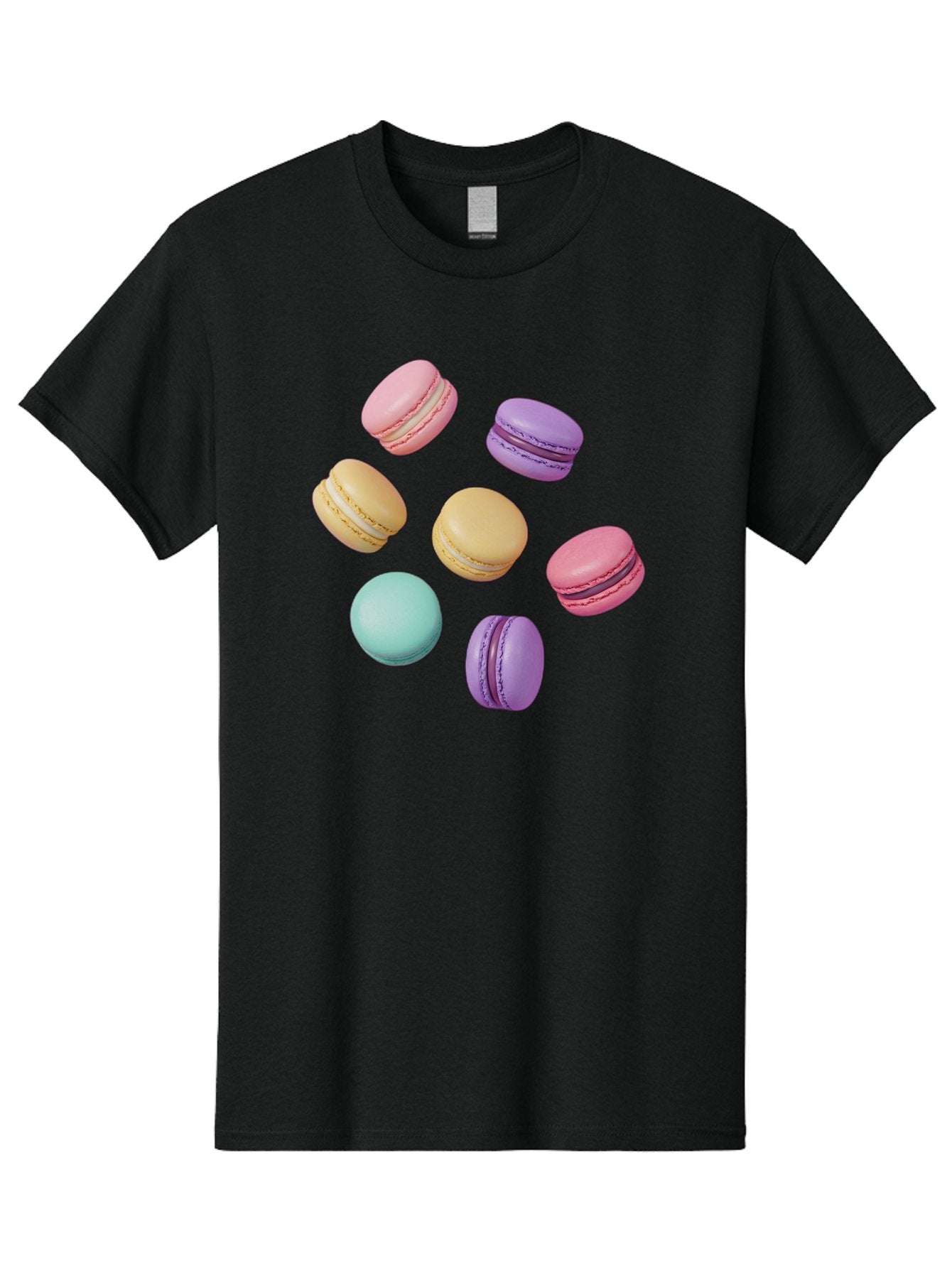 Colorful-Macarons-1 Men'S Graphic Tee, 100% Cotton, Comfortable Casual Summer Wear, Machine Washable, Colorful Macarons, Pastel Macarons, Assorted Macarons, Macaron Dessert, French Macarons, Sweet Treats, French Pastries, Macaron Flavors, Baa389 14