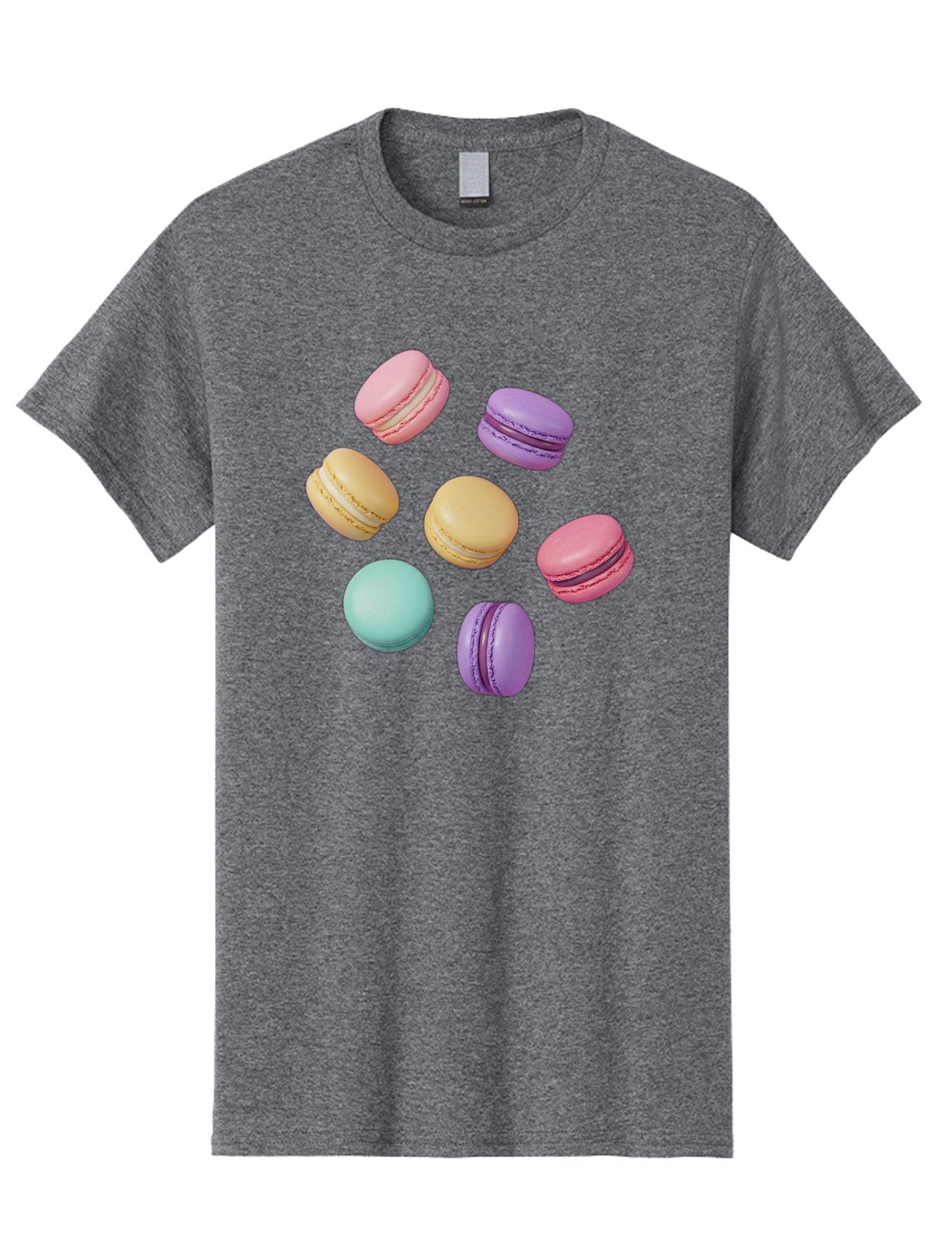 Colorful-Macarons-1 Men'S Graphic Tee, 100% Cotton, Comfortable Casual Summer Wear, Machine Washable, Colorful Macarons, Pastel Macarons, Assorted Macarons, Macaron Dessert, French Macarons, Sweet Treats, French Pastries, Macaron Flavors, Baa389 8