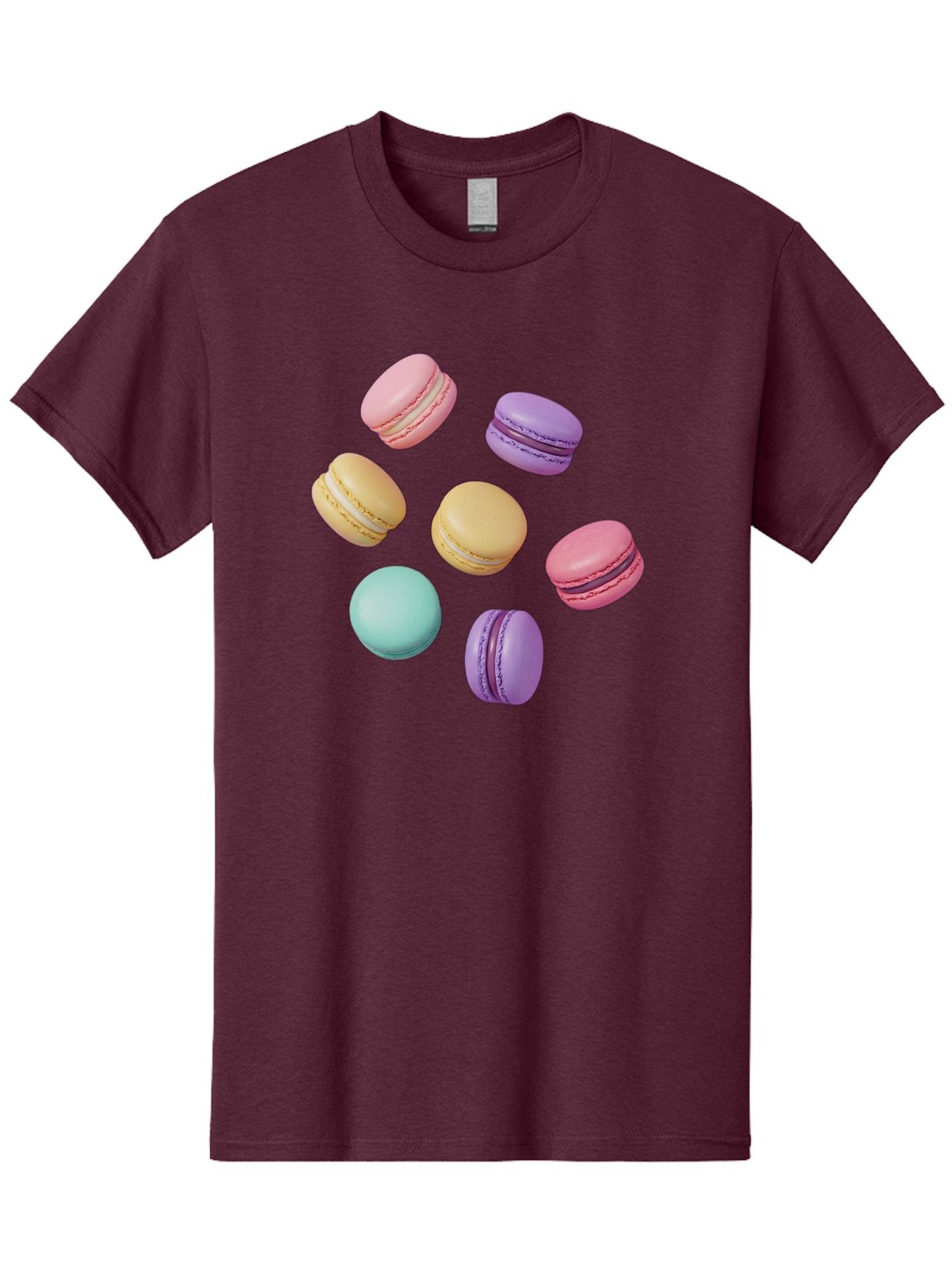 Colorful-Macarons-1 Men'S Graphic Tee, 100% Cotton, Comfortable Casual Summer Wear, Machine Washable, Colorful Macarons, Pastel Macarons, Assorted Macarons, Macaron Dessert, French Macarons, Sweet Treats, French Pastries, Macaron Flavors, Baa389