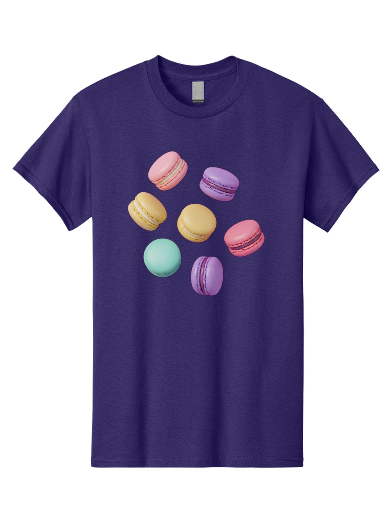 Colorful-Macarons-1 Men'S Graphic Tee, 100% Cotton, Comfortable Casual Summer Wear, Machine Washable, Colorful Macarons, Pastel Macarons, Assorted Macarons, Macaron Dessert, French Macarons, Sweet Treats, French Pastries, Macaron Flavors, Baa389