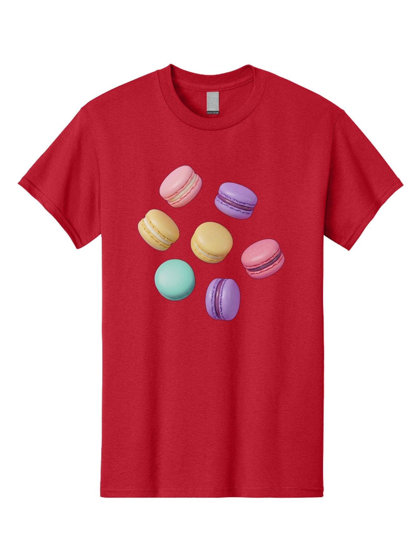 Colorful-Macarons-1 Men'S Graphic Tee, 100% Cotton, Comfortable Casual Summer Wear, Machine Washable, Colorful Macarons, Pastel Macarons, Assorted Macarons, Macaron Dessert, French Macarons, Sweet Treats, French Pastries, Macaron Flavors, Baa389 12