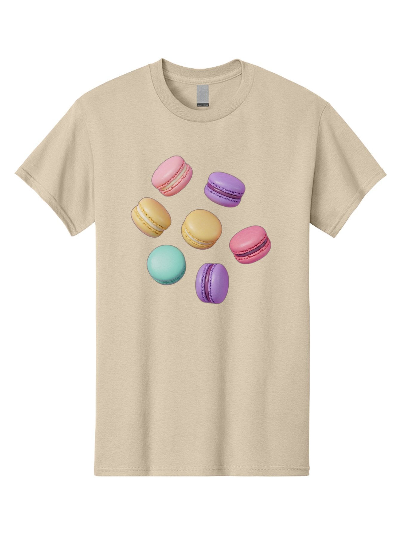 Colorful-Macarons-1 Men'S Graphic Tee, 100% Cotton, Comfortable Casual Summer Wear, Machine Washable, Colorful Macarons, Pastel Macarons, Assorted Macarons, Macaron Dessert, French Macarons, Sweet Treats, French Pastries, Macaron Flavors, Baa389 7