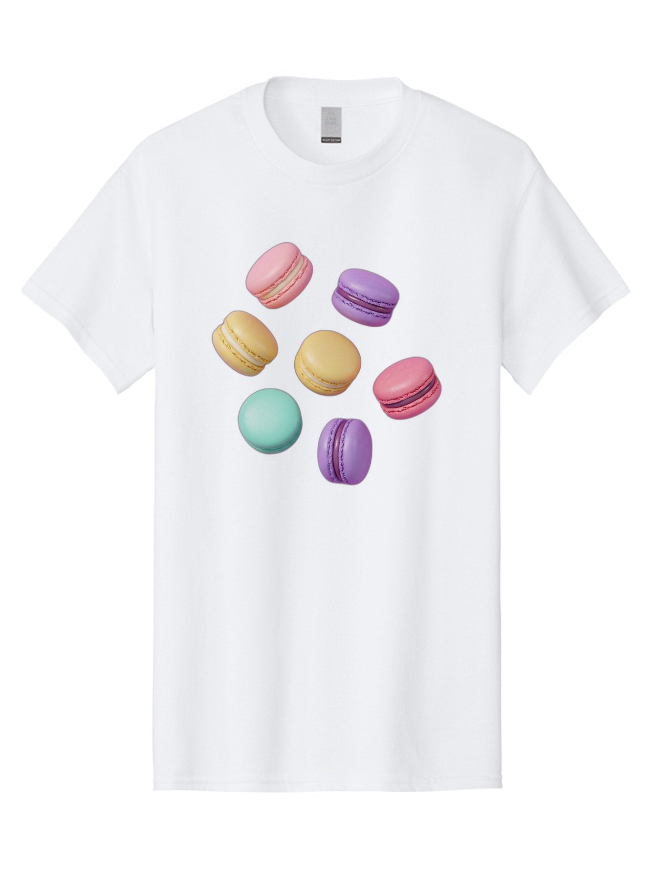 Colorful-Macarons-1 Men'S Graphic Tee, 100% Cotton, Comfortable Casual Summer Wear, Machine Washable, Colorful Macarons, Pastel Macarons, Assorted Macarons, Macaron Dessert, French Macarons, Sweet Treats, French Pastries, Macaron Flavors, Baa389 4