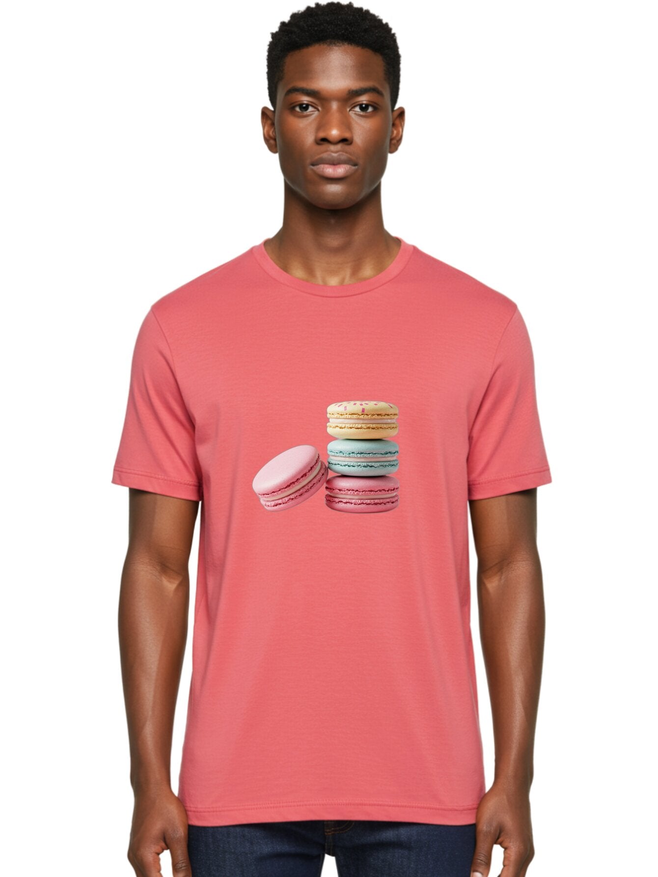 Colorful-Macarons Men'S Graphic Tee, 100% Cotton, Comfortable Casual Summer Wear, Machine Washable, Stack Of Colorful Macarons, Pastel Colors, Sweet Treats, Baked Goods, Delicate Cookies, French Desserts, Dessert Photography, Macaron Stack Baa390 20