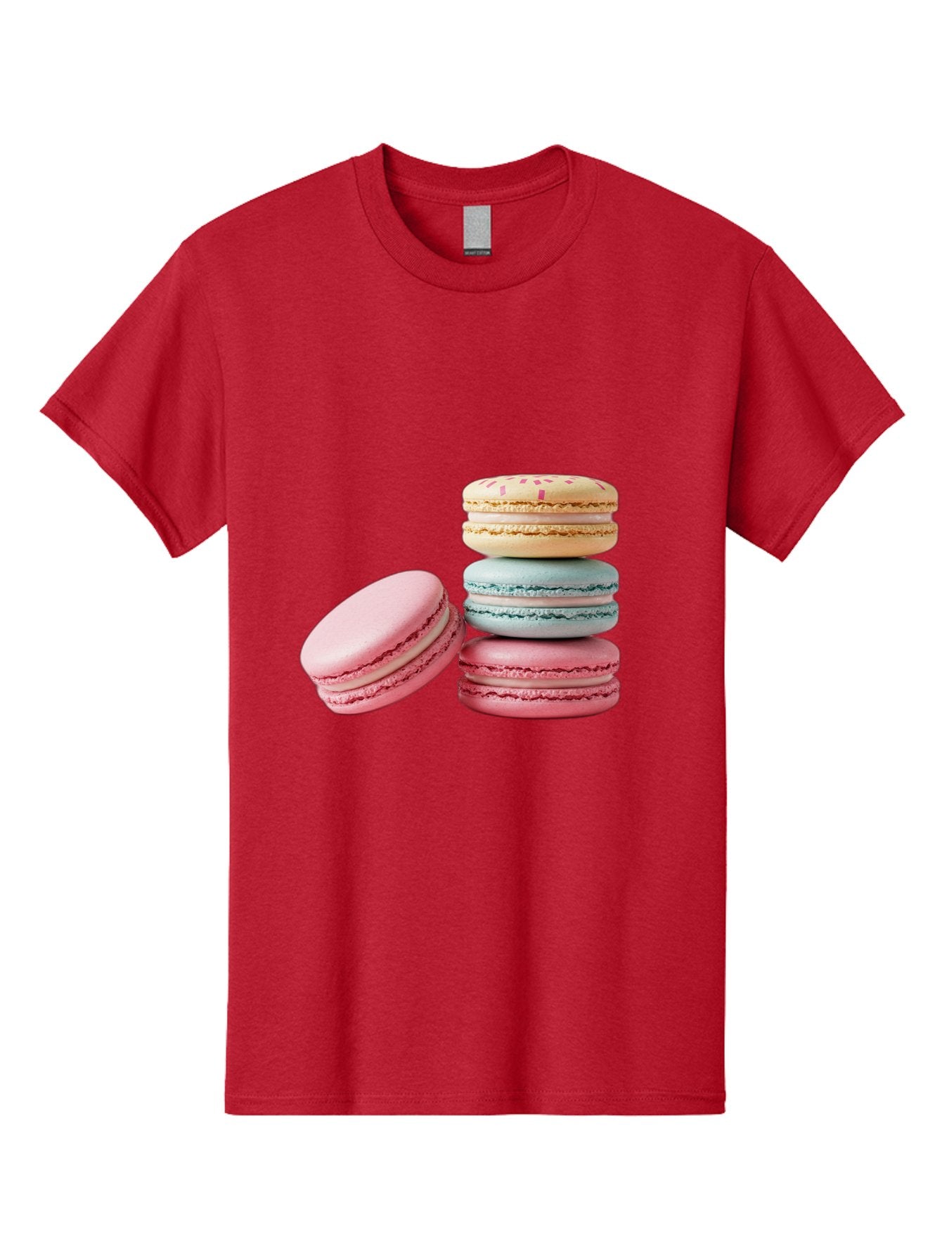 Colorful-Macarons Men'S Graphic Tee, 100% Cotton, Comfortable Casual Summer Wear, Machine Washable, Stack Of Colorful Macarons, Pastel Colors, Sweet Treats, Baked Goods, Delicate Cookies, French Desserts, Dessert Photography, Macaron Stack Baa390 3