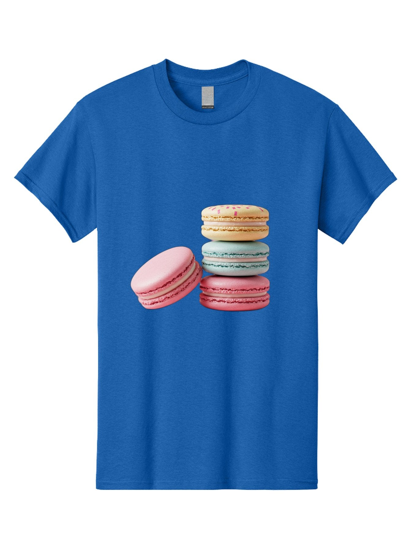 Colorful-Macarons Men'S Graphic Tee, 100% Cotton, Comfortable Casual Summer Wear, Machine Washable, Stack Of Colorful Macarons, Pastel Colors, Sweet Treats, Baked Goods, Delicate Cookies, French Desserts, Dessert Photography, Macaron Stack Baa390