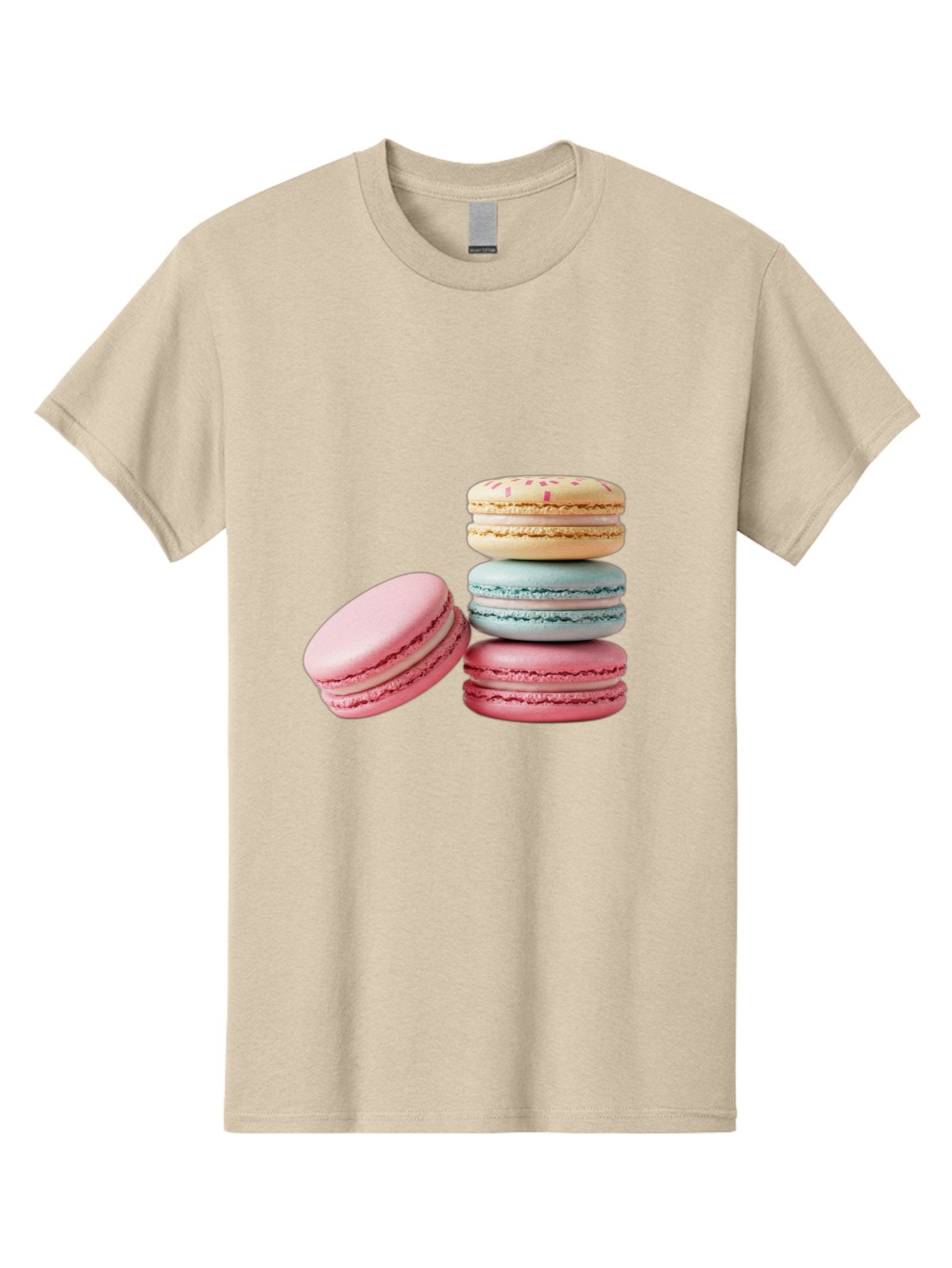 Colorful-Macarons Men'S Graphic Tee, 100% Cotton, Comfortable Casual Summer Wear, Machine Washable, Stack Of Colorful Macarons, Pastel Colors, Sweet Treats, Baked Goods, Delicate Cookies, French Desserts, Dessert Photography, Macaron Stack Baa390 4