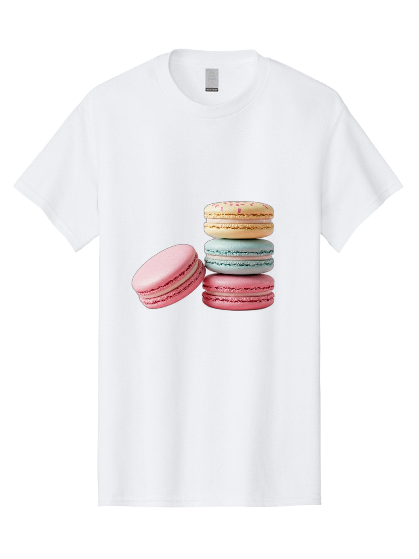 Colorful-Macarons Men'S Graphic Tee, 100% Cotton, Comfortable Casual Summer Wear, Machine Washable, Stack Of Colorful Macarons, Pastel Colors, Sweet Treats, Baked Goods, Delicate Cookies, French Desserts, Dessert Photography, Macaron Stack Baa390