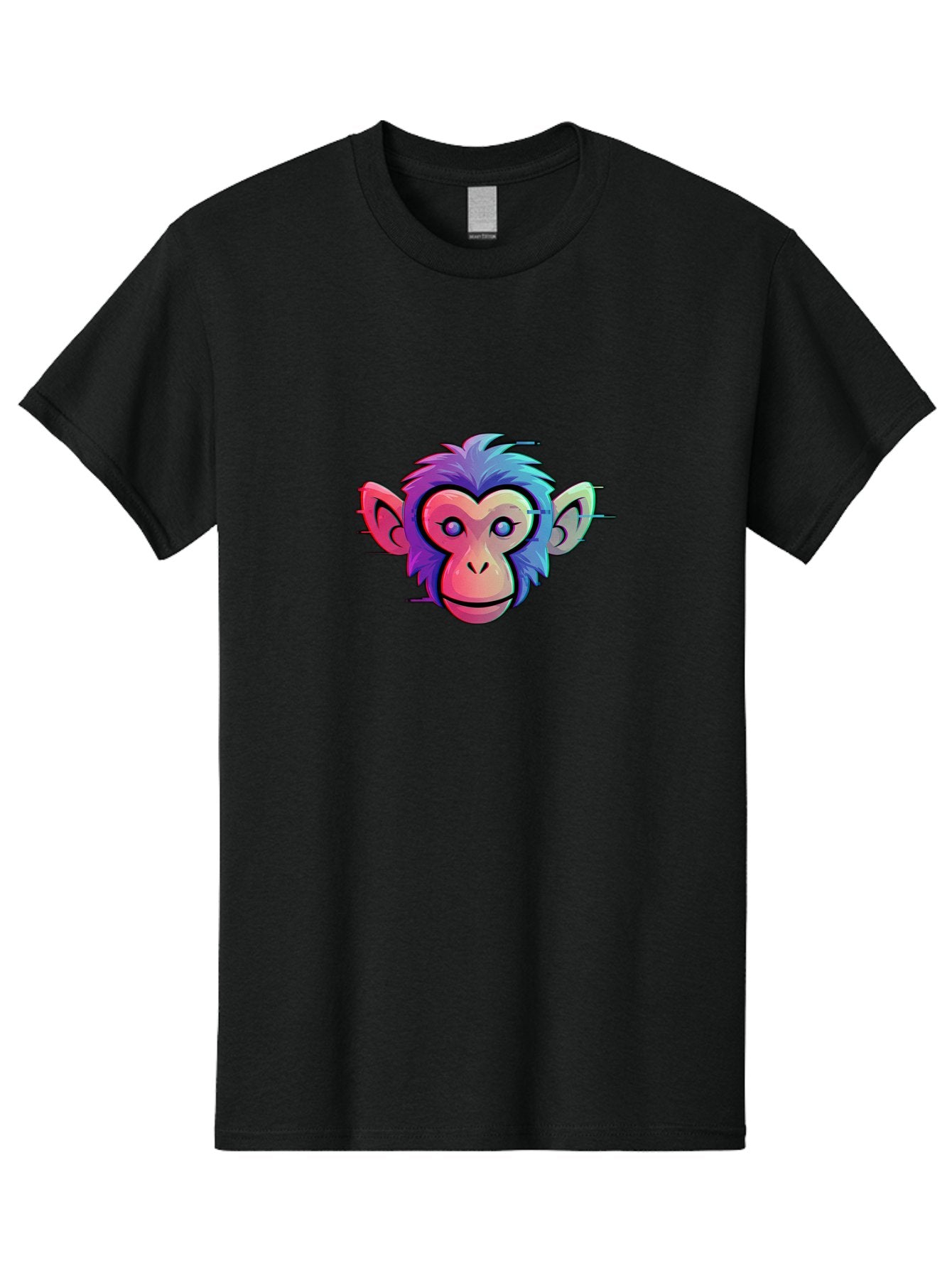 Colorful-Monkey-Head Men'S Graphic Tee, 100% Cotton, Comfortable Casual Summer Wear, Machine Washable, Cartoon Monkey, Colorful Illustration, Vibrant Fur, Pink Face, Blue Eyes, Playful Expression, Whimsical Design, Digital Art, Modern Graphic Baa391 10
