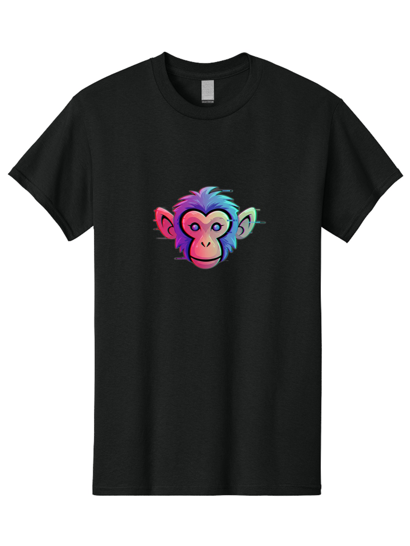 Colorful-Monkey-Head Men'S Graphic Tee, 100% Cotton, Comfortable Casual Summer Wear, Machine Washable, Cartoon Monkey, Colorful Illustration, Vibrant Fur, Pink Face, Blue Eyes, Playful Expression, Whimsical Design, Digital Art, Modern Graphic Baa391 27