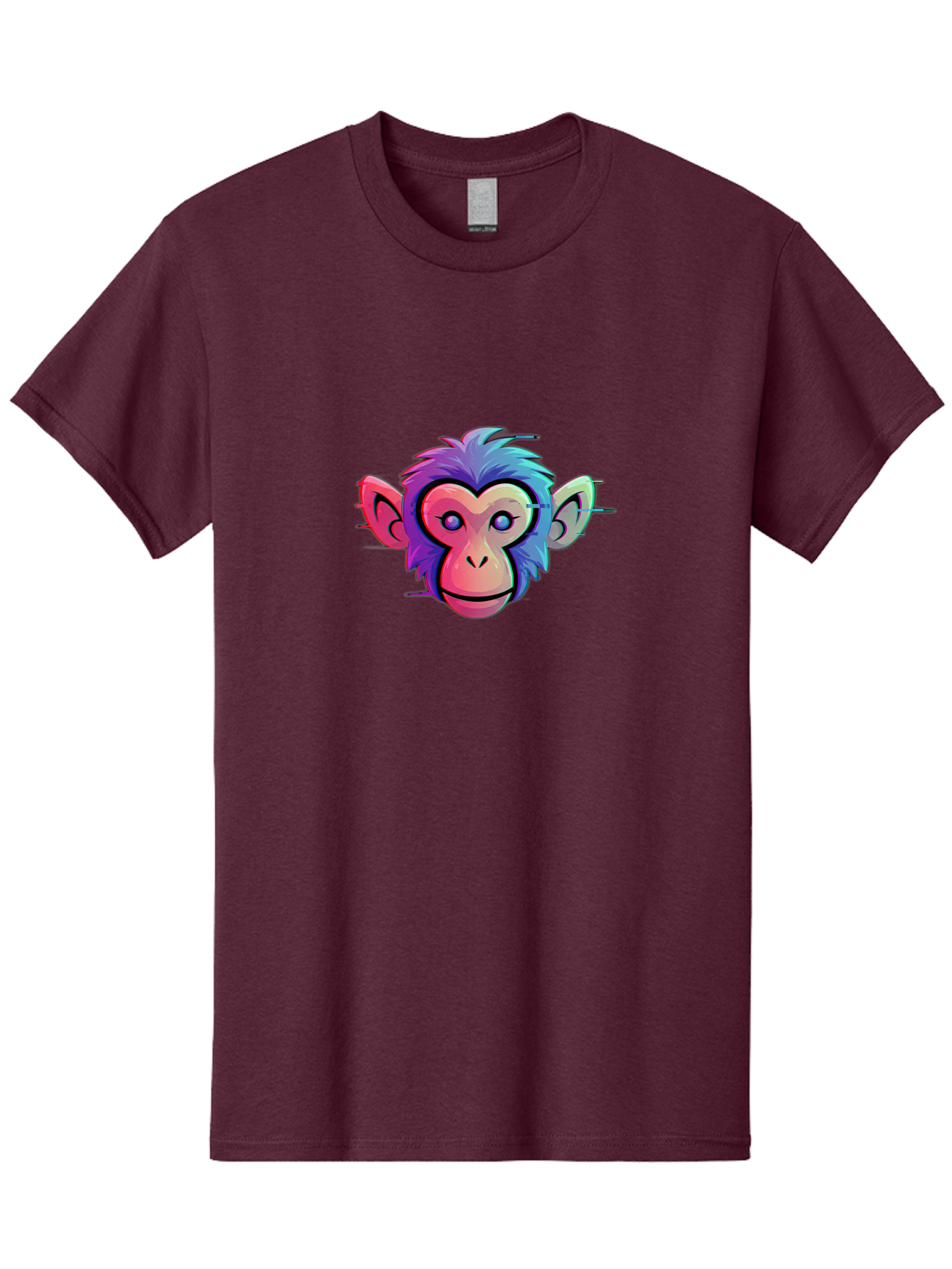 Colorful-Monkey-Head Men'S Graphic Tee, 100% Cotton, Comfortable Casual Summer Wear, Machine Washable, Cartoon Monkey, Colorful Illustration, Vibrant Fur, Pink Face, Blue Eyes, Playful Expression, Whimsical Design, Digital Art, Modern Graphic Baa391 19