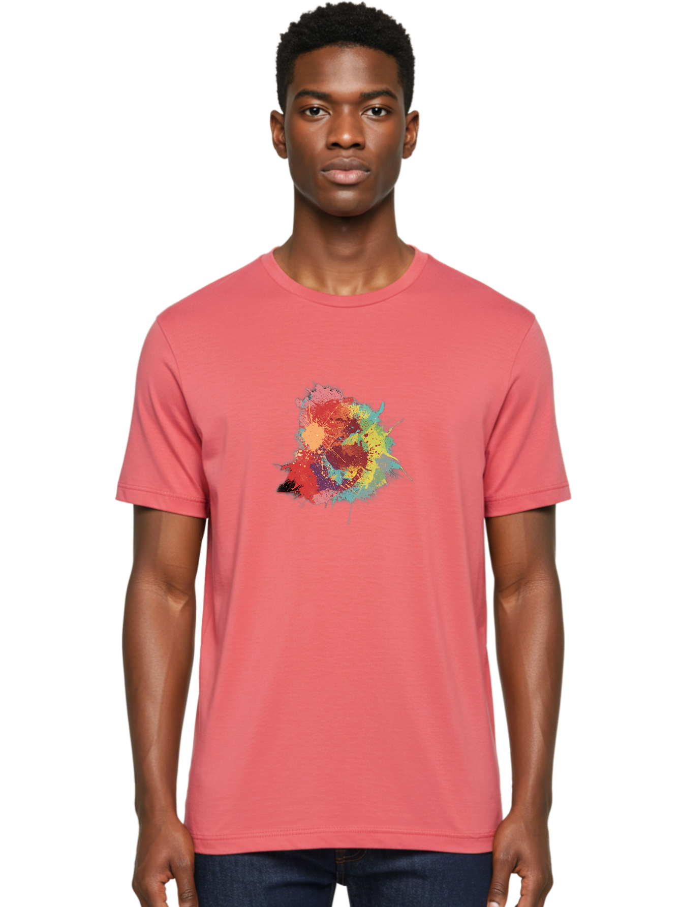 Colorful-Paint-Splatter Men'S Graphic Tee, 100% Cotton, Comfortable Casual Summer Wear, Machine Washable, Colorful Paint Splash, Vibrant Colors, Abstract Art, Dynamic Splatters, Creative Expression, Multicolored Design, Artistic Splatter, Baa392 18