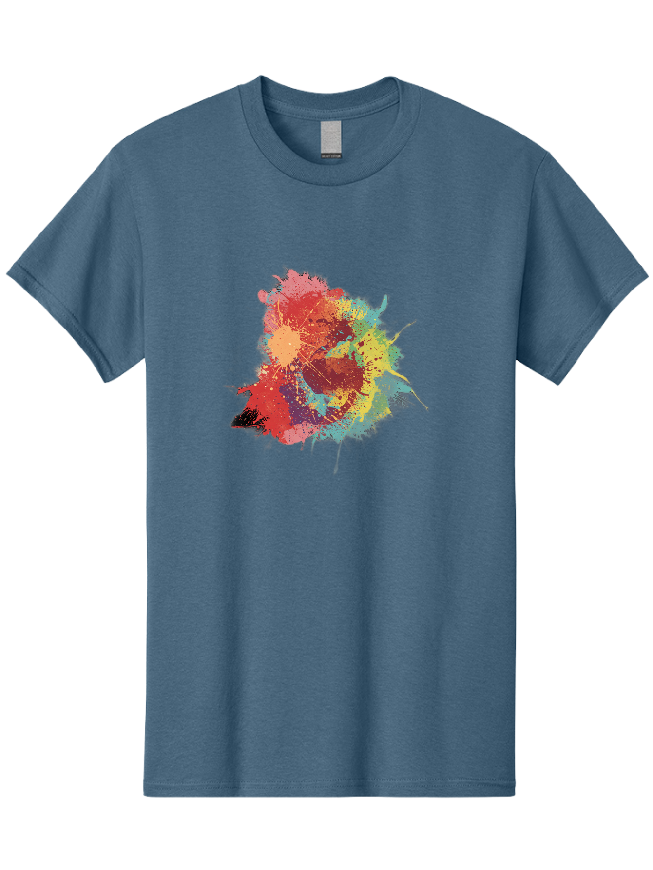 Colorful-Paint-Splatter Men'S Graphic Tee, 100% Cotton, Comfortable Casual Summer Wear, Machine Washable, Colorful Paint Splash, Vibrant Colors, Abstract Art, Dynamic Splatters, Creative Expression, Multicolored Design, Artistic Splatter, Baa392 23
