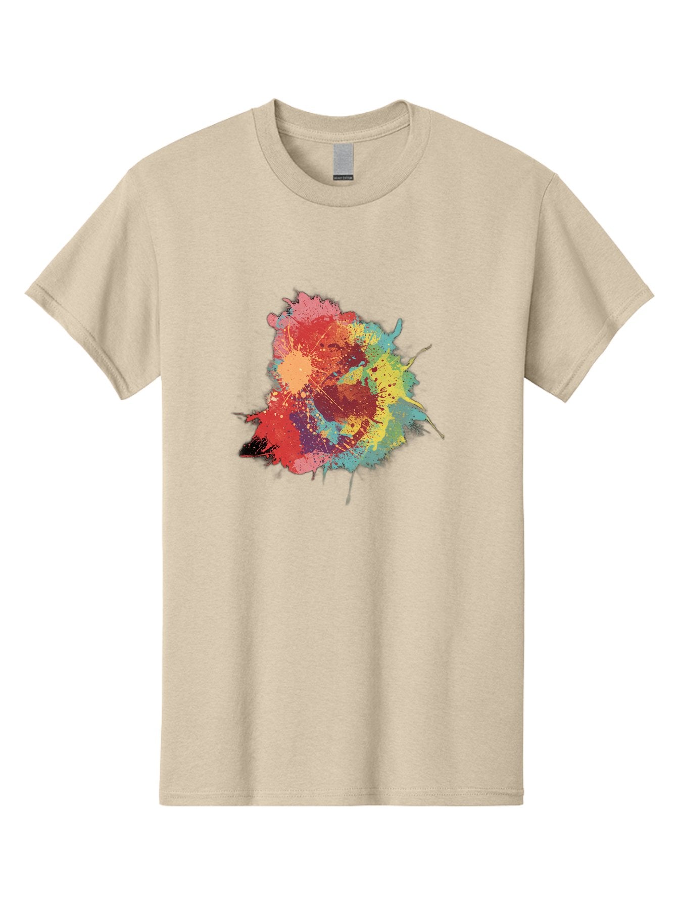 Colorful-Paint-Splatter Men'S Graphic Tee, 100% Cotton, Comfortable Casual Summer Wear, Machine Washable, Colorful Paint Splash, Vibrant Colors, Abstract Art, Dynamic Splatters, Creative Expression, Multicolored Design, Artistic Splatter, Baa392 9