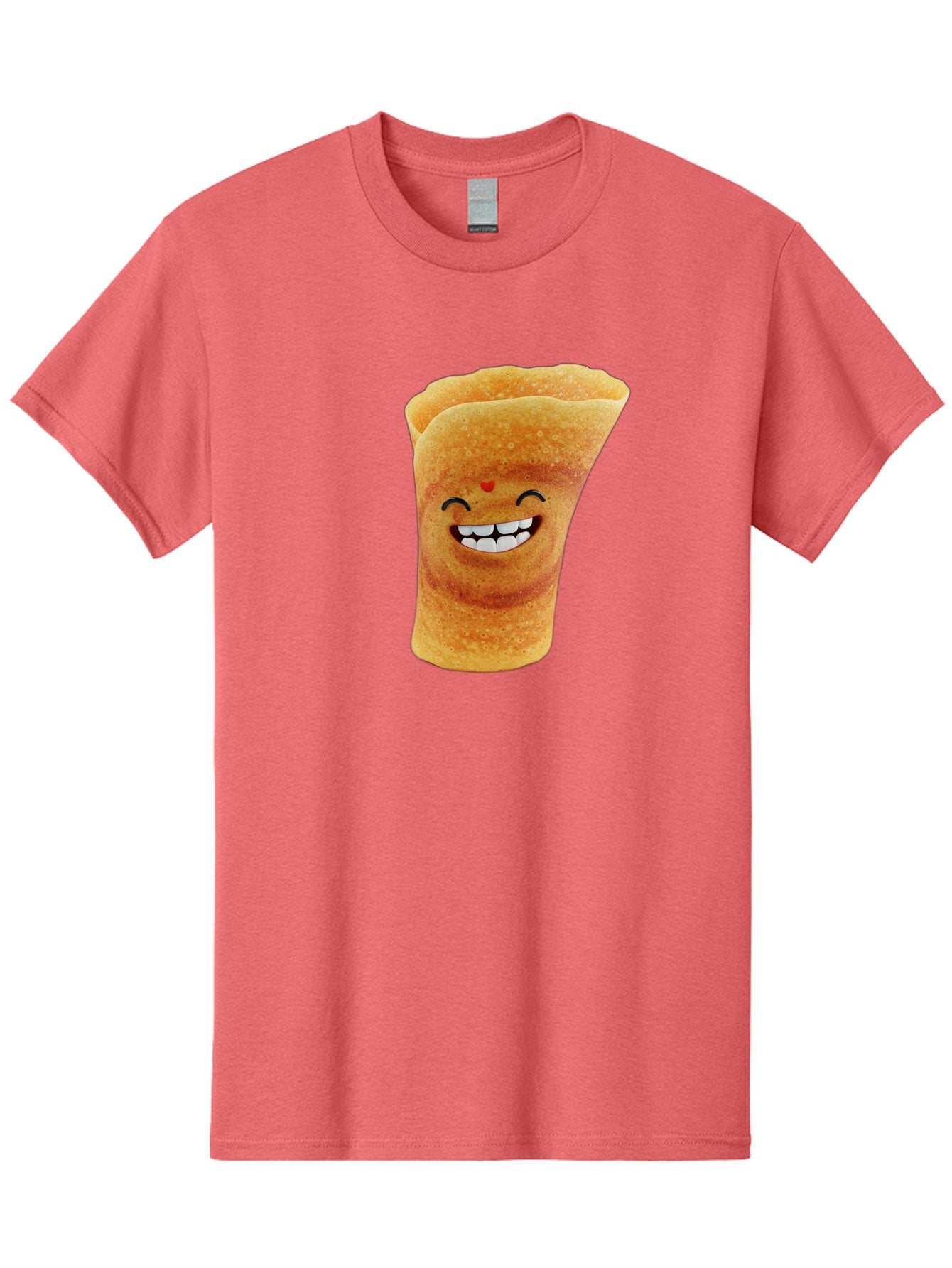 Conical-Crepe Men'S Graphic Tee, 100% Cotton, Comfortable Casual Summer Wear, Machine Washable, Crepe Cone, Smiling Face, Happy Expression, Food Illustration, Cartoon Character, Breakfast Food, Dessert Cone, Sweet Treat, Tasty Delight, Baa395