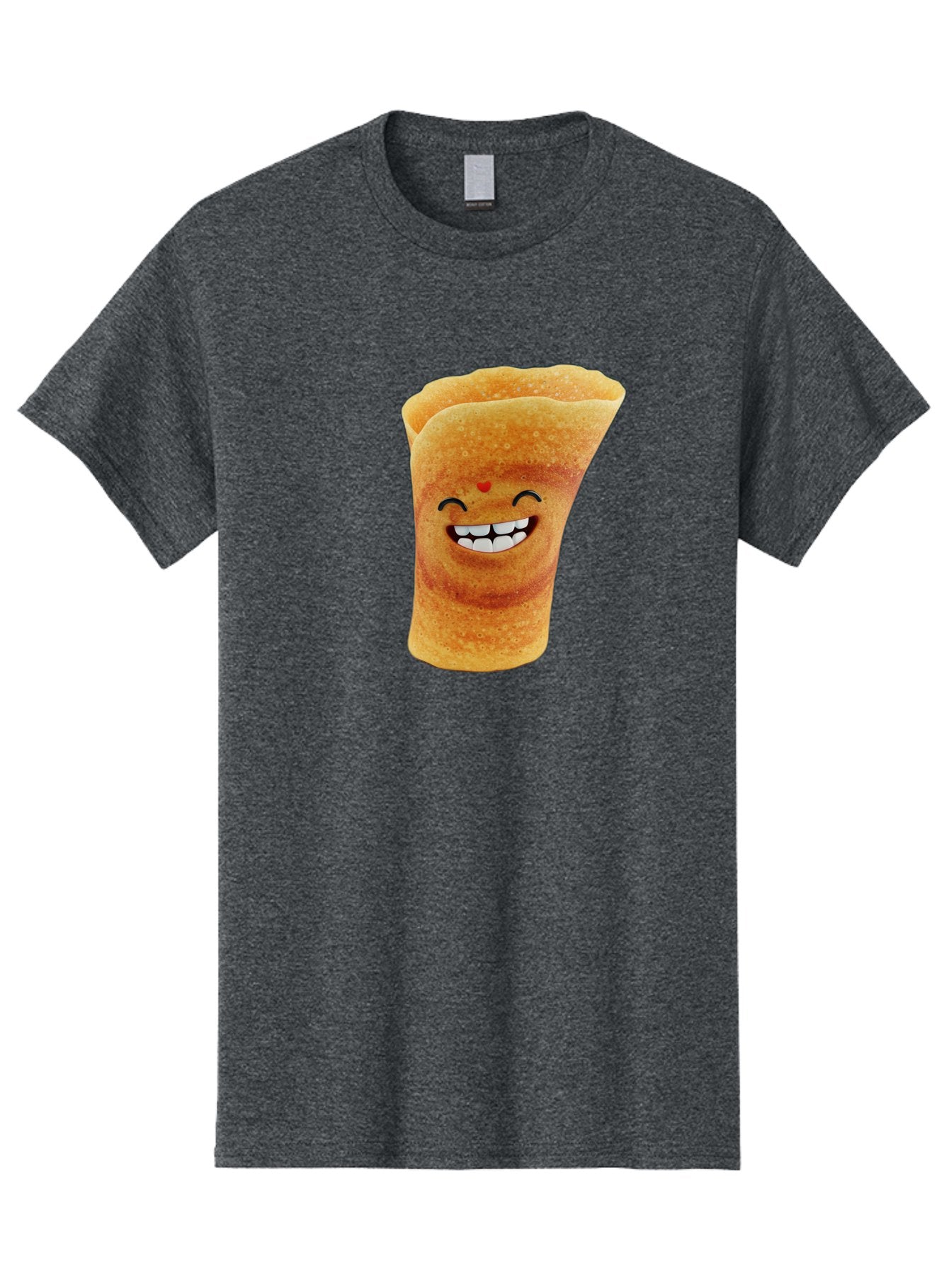 Conical-Crepe Men'S Graphic Tee, 100% Cotton, Comfortable Casual Summer Wear, Machine Washable, Crepe Cone, Smiling Face, Happy Expression, Food Illustration, Cartoon Character, Breakfast Food, Dessert Cone, Sweet Treat, Tasty Delight, Baa395 3
