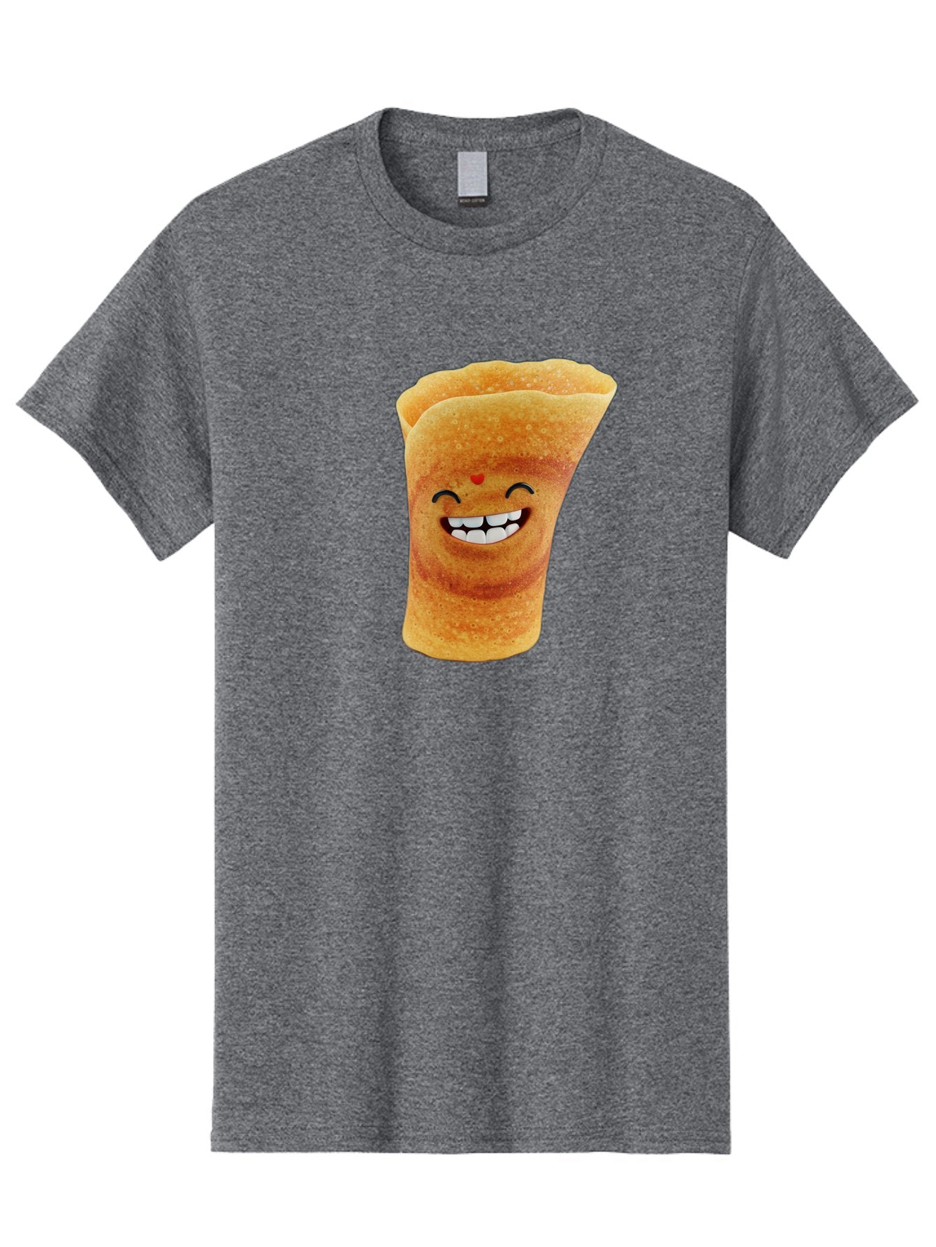 Conical-Crepe Men'S Graphic Tee, 100% Cotton, Comfortable Casual Summer Wear, Machine Washable, Crepe Cone, Smiling Face, Happy Expression, Food Illustration, Cartoon Character, Breakfast Food, Dessert Cone, Sweet Treat, Tasty Delight, Baa395 8