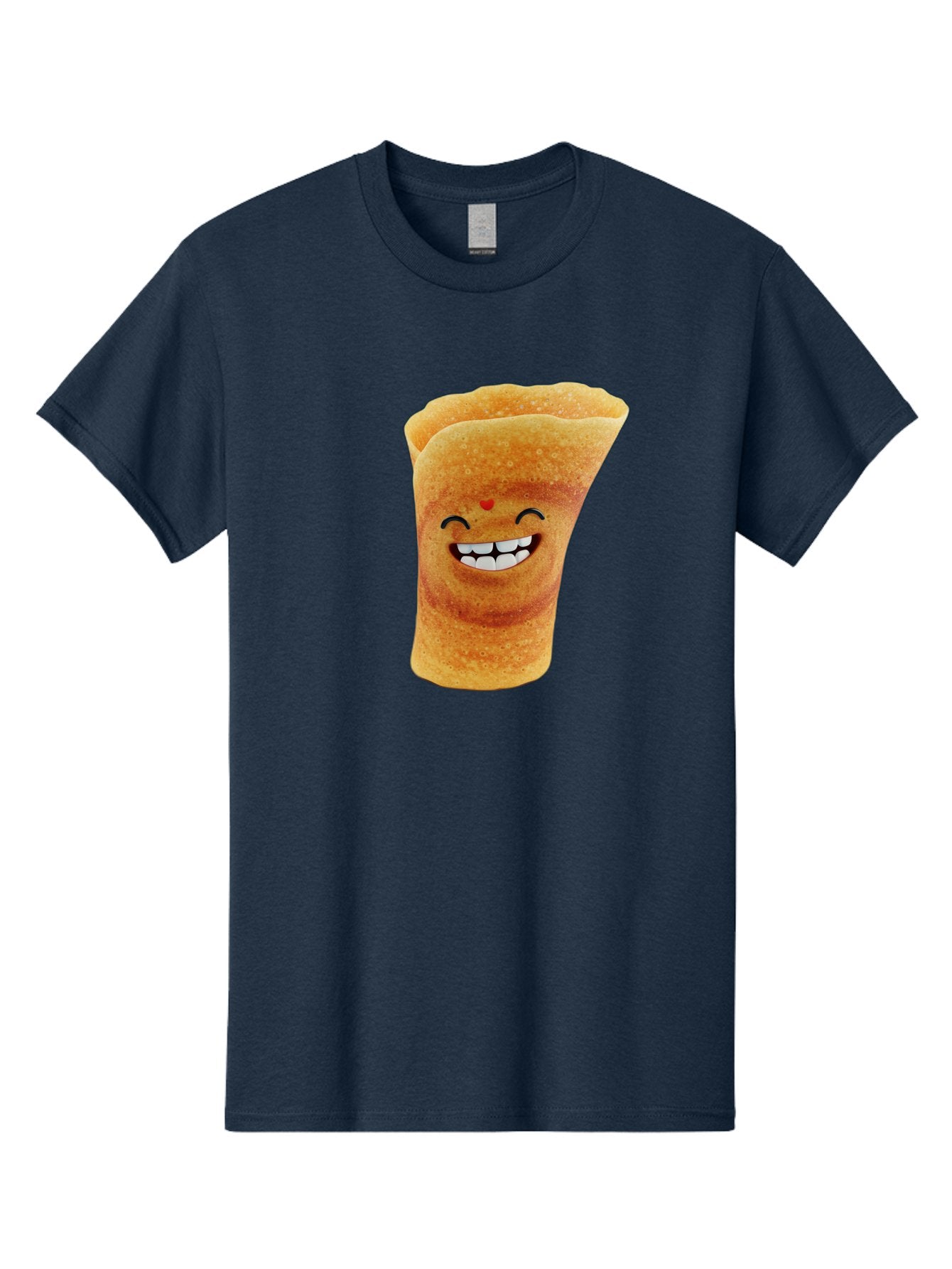 Conical-Crepe Men'S Graphic Tee, 100% Cotton, Comfortable Casual Summer Wear, Machine Washable, Crepe Cone, Smiling Face, Happy Expression, Food Illustration, Cartoon Character, Breakfast Food, Dessert Cone, Sweet Treat, Tasty Delight, Baa395 5