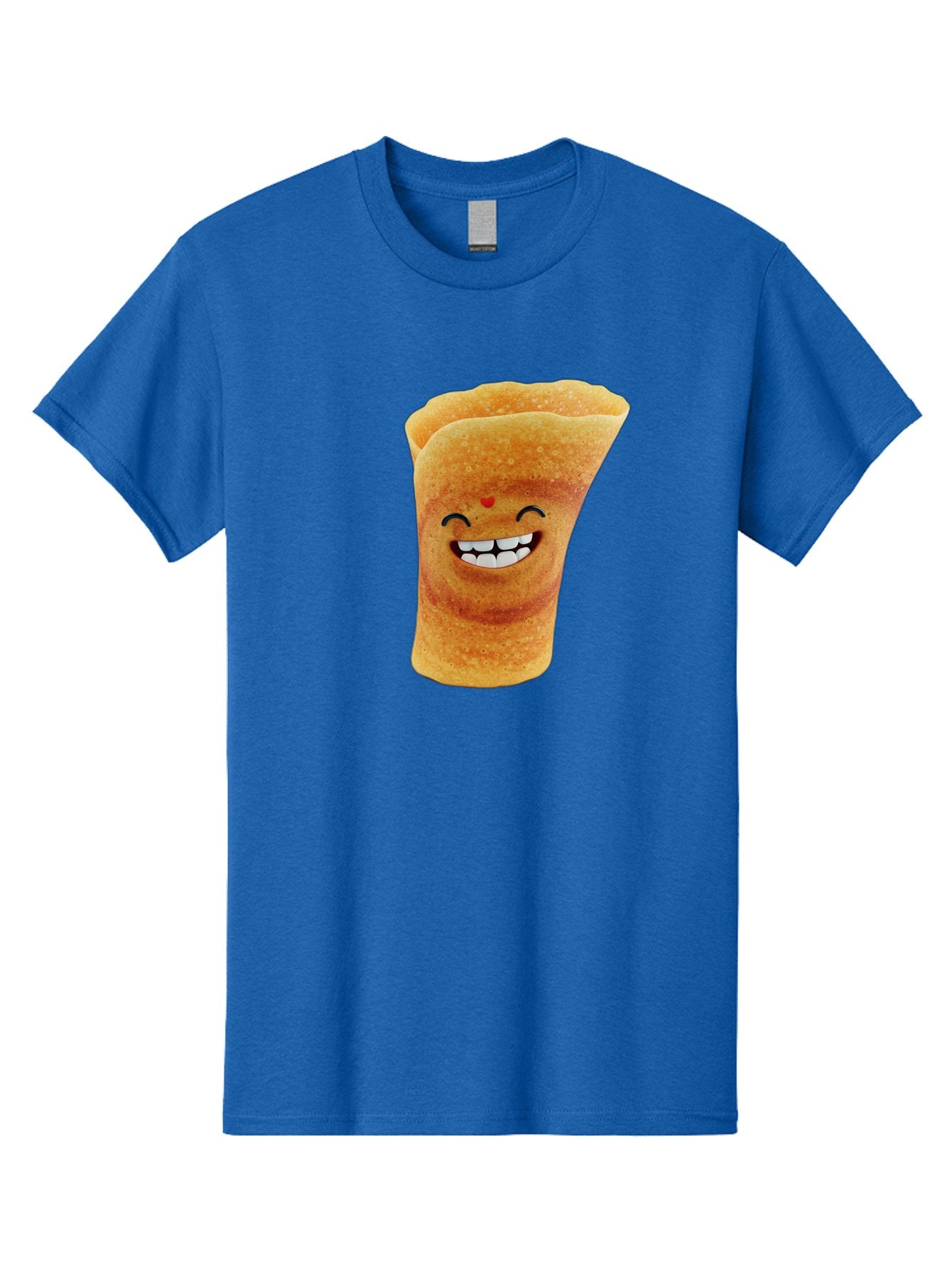 Conical-Crepe Men'S Graphic Tee, 100% Cotton, Comfortable Casual Summer Wear, Machine Washable, Crepe Cone, Smiling Face, Happy Expression, Food Illustration, Cartoon Character, Breakfast Food, Dessert Cone, Sweet Treat, Tasty Delight, Baa395