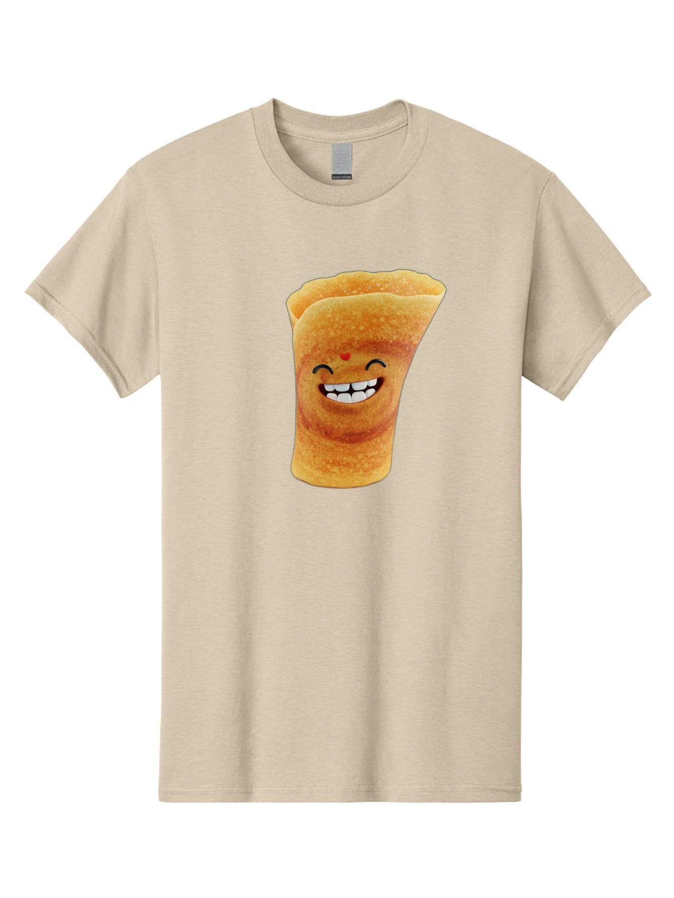 Conical-Crepe Men'S Graphic Tee, 100% Cotton, Comfortable Casual Summer Wear, Machine Washable, Crepe Cone, Smiling Face, Happy Expression, Food Illustration, Cartoon Character, Breakfast Food, Dessert Cone, Sweet Treat, Tasty Delight, Baa395 11