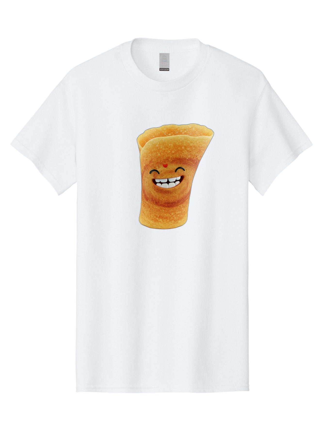Conical-Crepe Men'S Graphic Tee, 100% Cotton, Comfortable Casual Summer Wear, Machine Washable, Crepe Cone, Smiling Face, Happy Expression, Food Illustration, Cartoon Character, Breakfast Food, Dessert Cone, Sweet Treat, Tasty Delight, Baa395 9