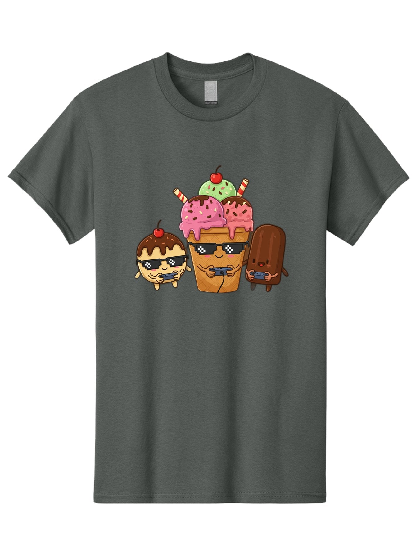 Cool-Ice-Cream-1 Men'S Graphic Tee, 100% Cotton, Comfortable Casual Summer Wear, Machine Washable, Cute Ice Cream Characters, Ice Cream Cone, Chocolate Chip Cookie Dough Ice Cream, Strawberry Ice Cream, Mint Chocolate Chip Ice Cream, Baa399 7
