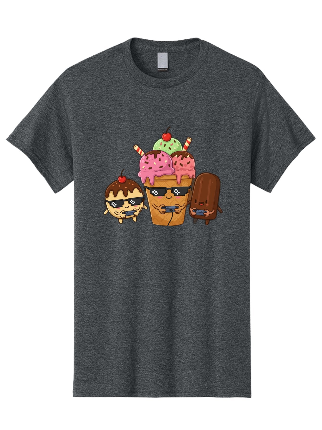Cool-Ice-Cream-1 Men'S Graphic Tee, 100% Cotton, Comfortable Casual Summer Wear, Machine Washable, Cute Ice Cream Characters, Ice Cream Cone, Chocolate Chip Cookie Dough Ice Cream, Strawberry Ice Cream, Mint Chocolate Chip Ice Cream, Baa399 4