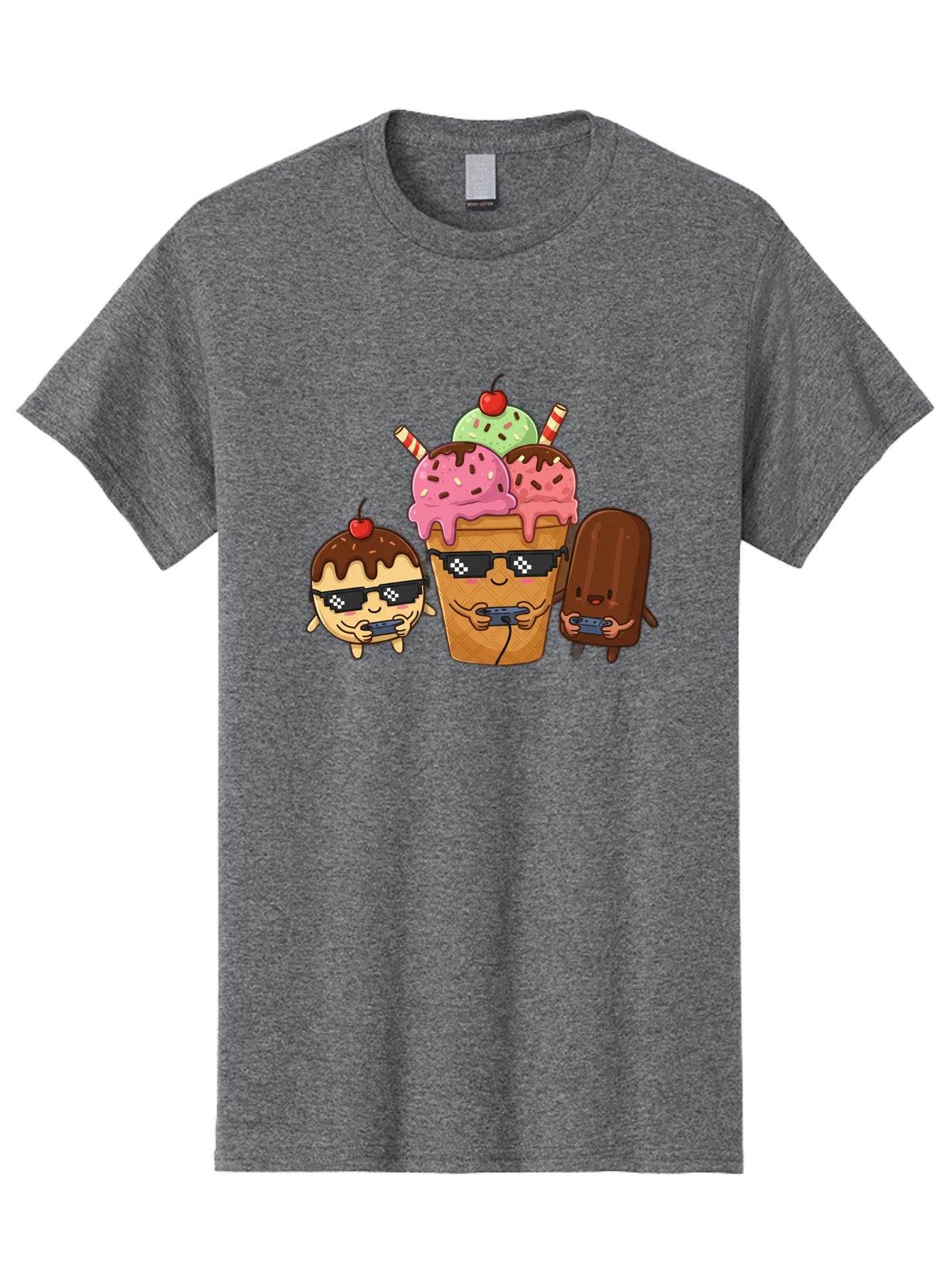 Cool-Ice-Cream-1 Men'S Graphic Tee, 100% Cotton, Comfortable Casual Summer Wear, Machine Washable, Cute Ice Cream Characters, Ice Cream Cone, Chocolate Chip Cookie Dough Ice Cream, Strawberry Ice Cream, Mint Chocolate Chip Ice Cream, Baa399 12